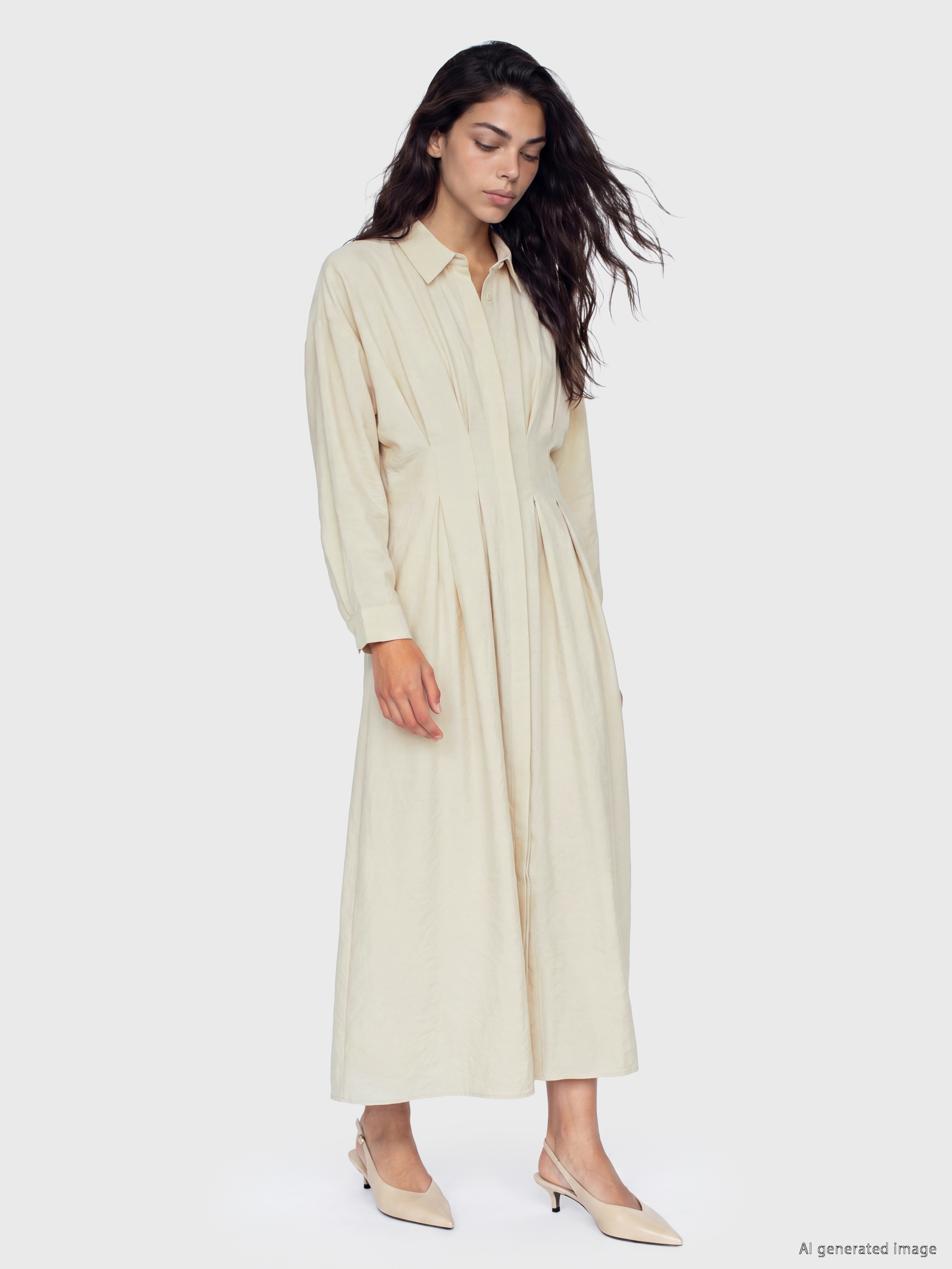 LCW Modest Modal Karışımlı Pileli Gömlek Elbise görsel 2