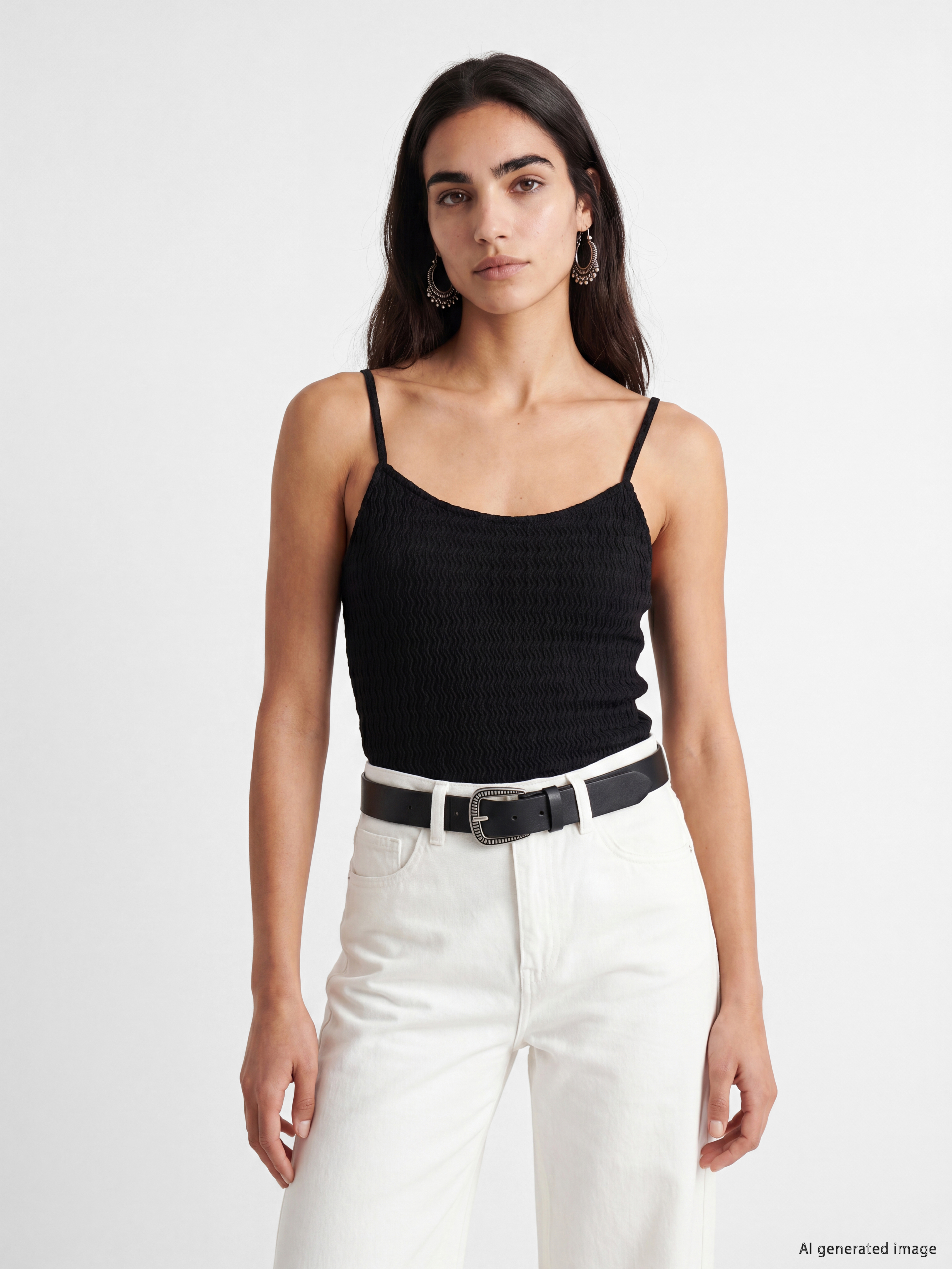 LCW Vision U Yaka İp Askılı Dokulu Kadın Crop