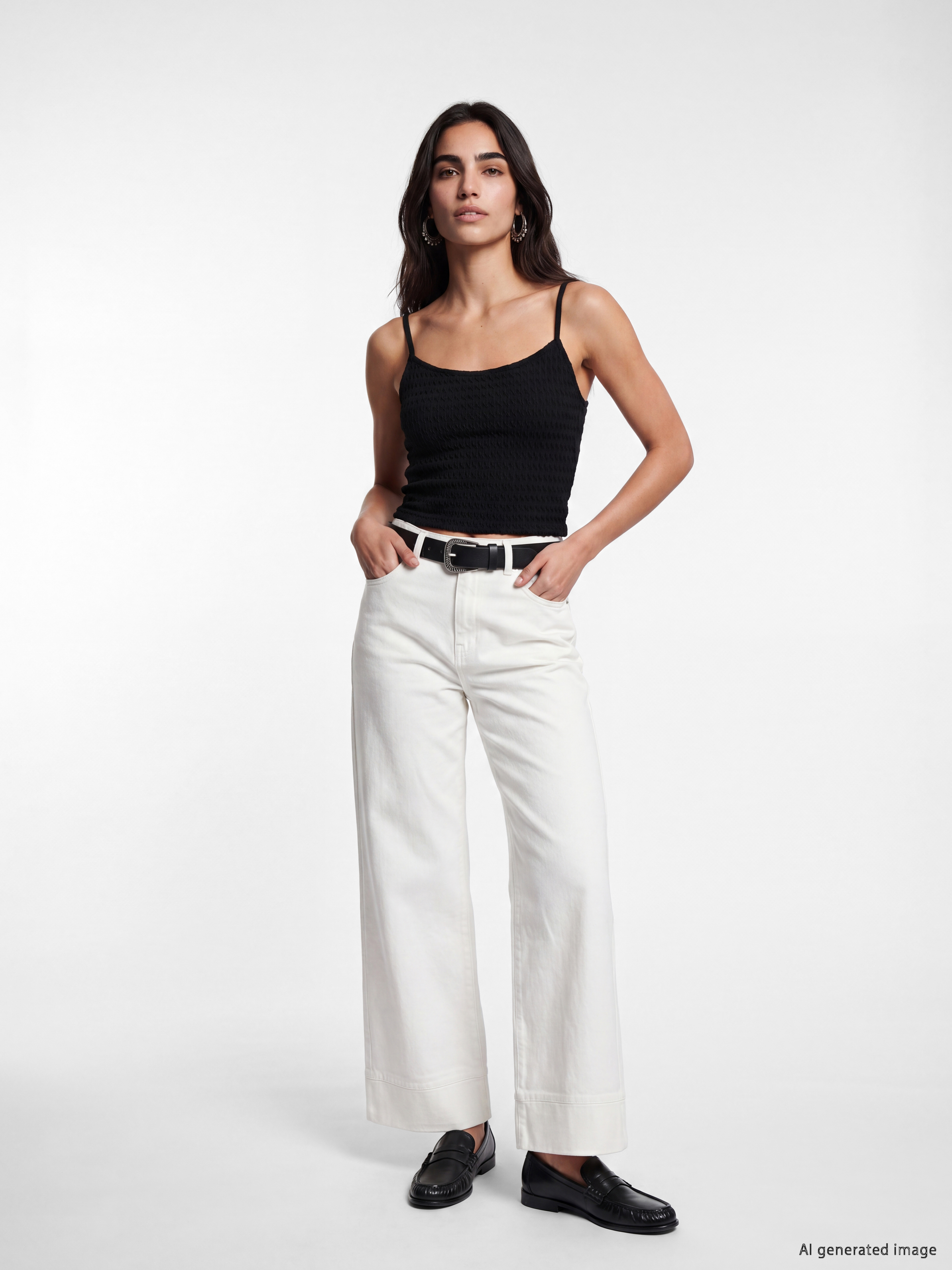 LCW Vision U Yaka İp Askılı Dokulu Kadın Crop görsel 2