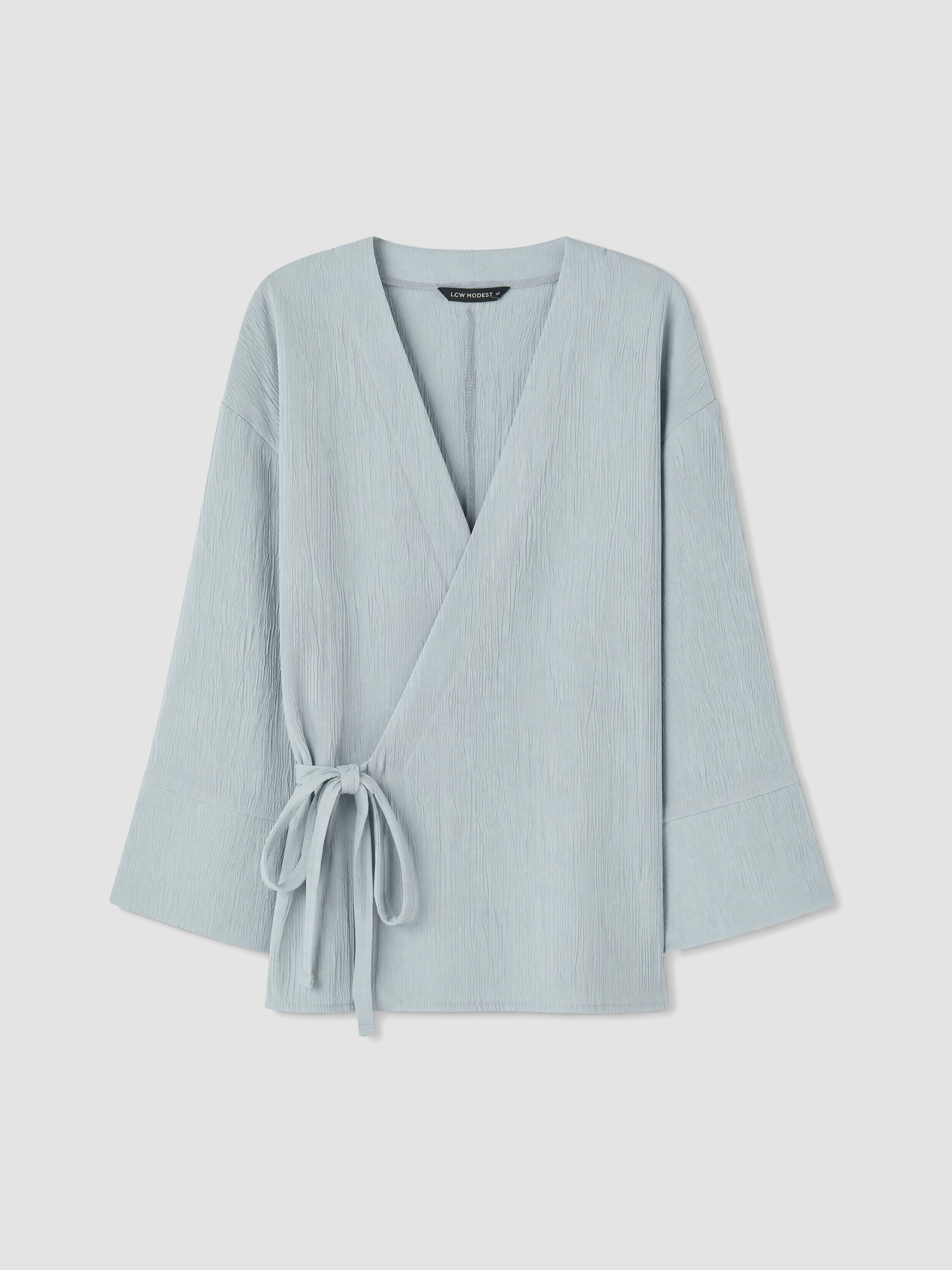 LCW Modest Kruvaze Yaka Oversize Kadın Kimono görsel 5