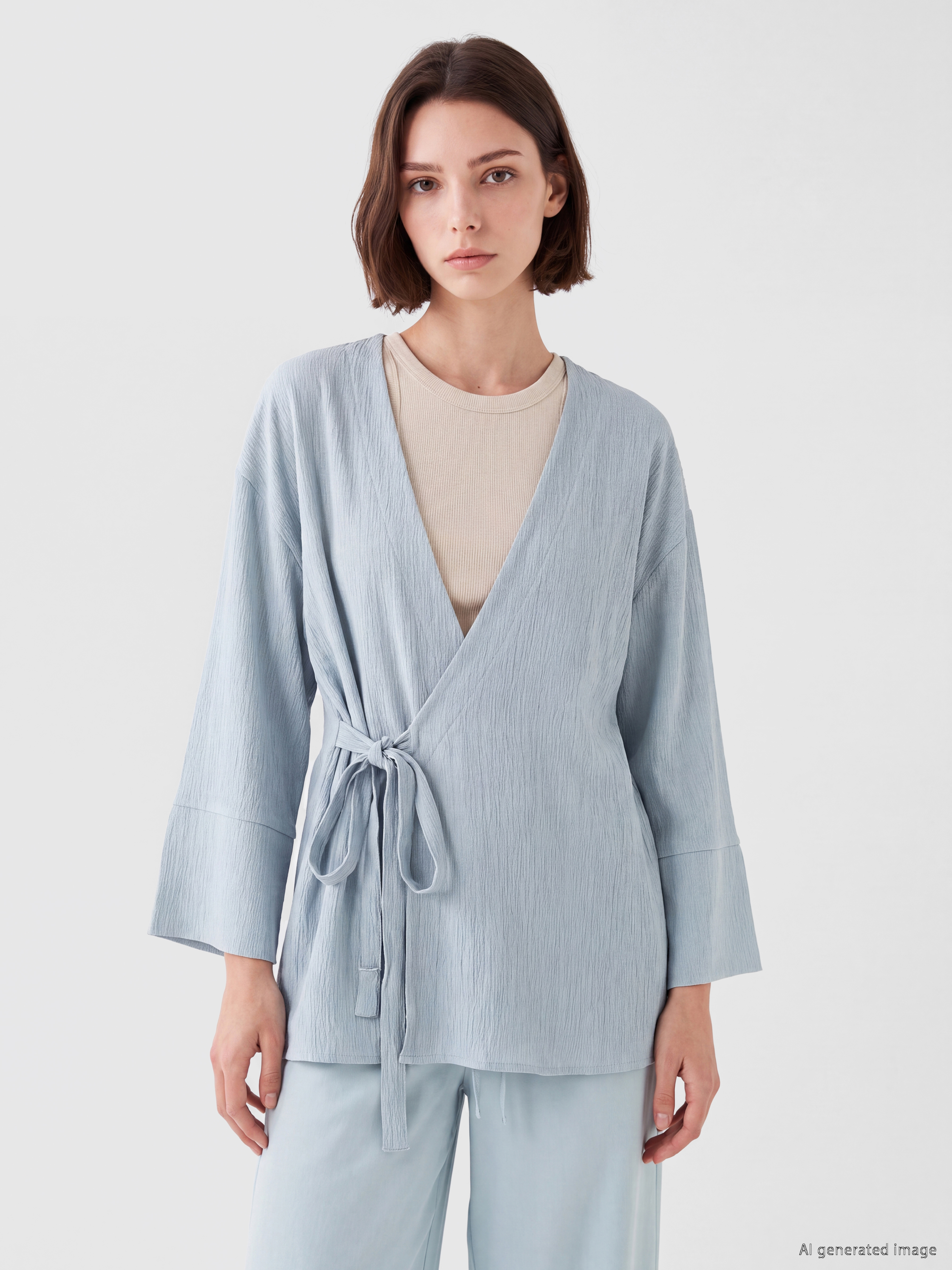 LCW Modest Kruvaze Yaka Oversize Kadın Kimono