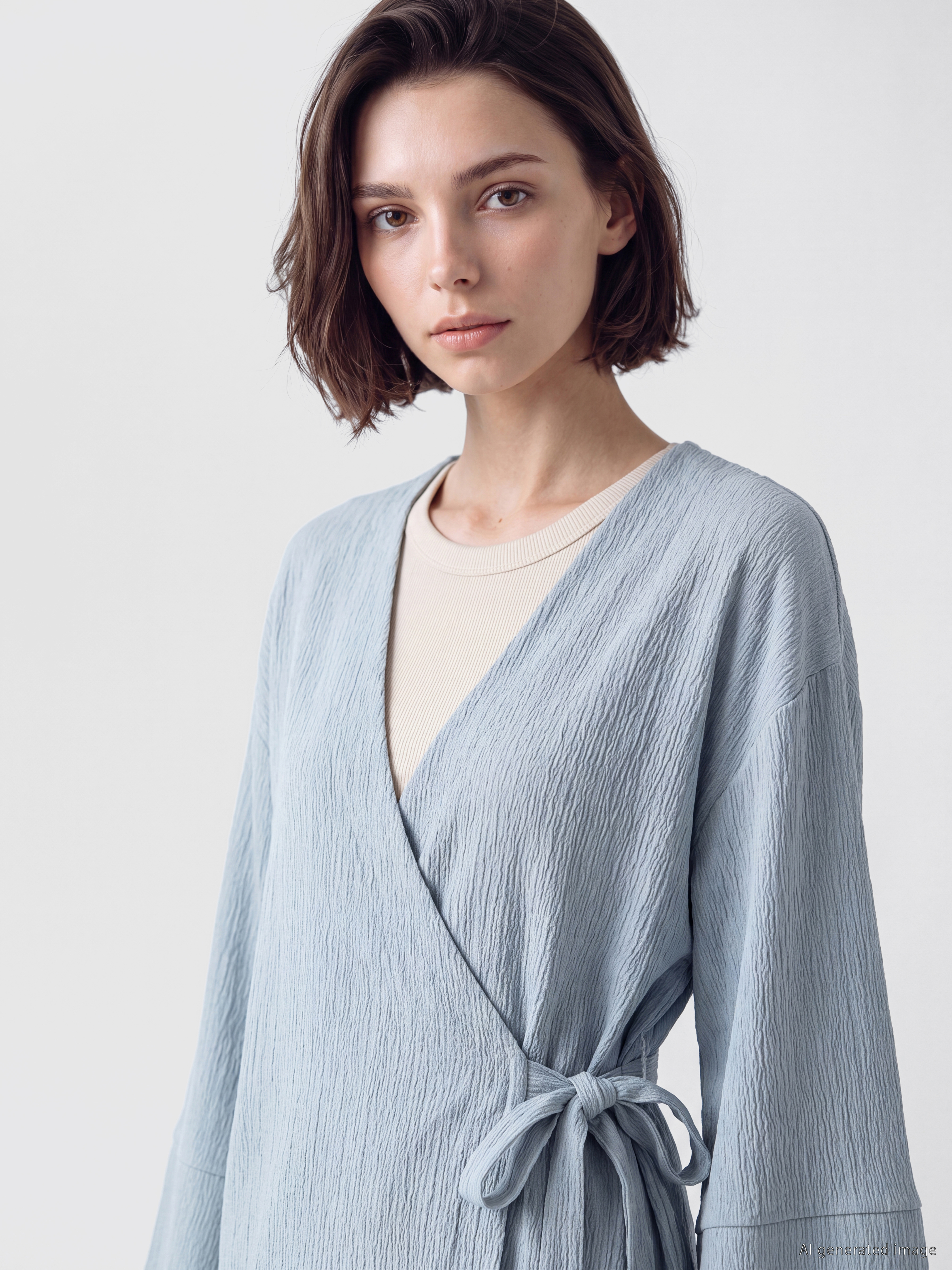 LCW Modest Kruvaze Yaka Oversize Kadın Kimono görsel 3