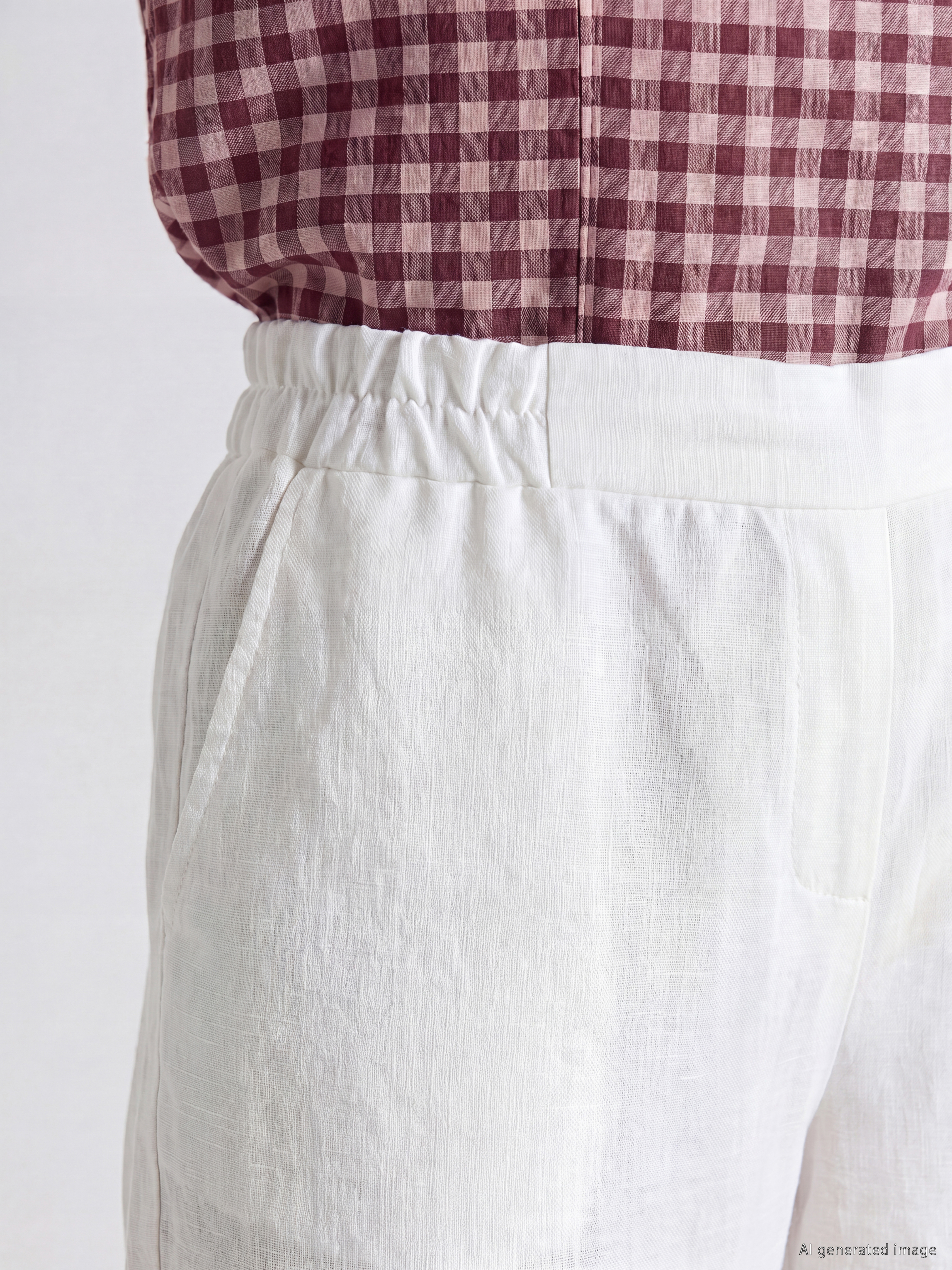 LCW EVERYDAY Beli Lastikli Kadın %100 Keten Pantolon görsel 3