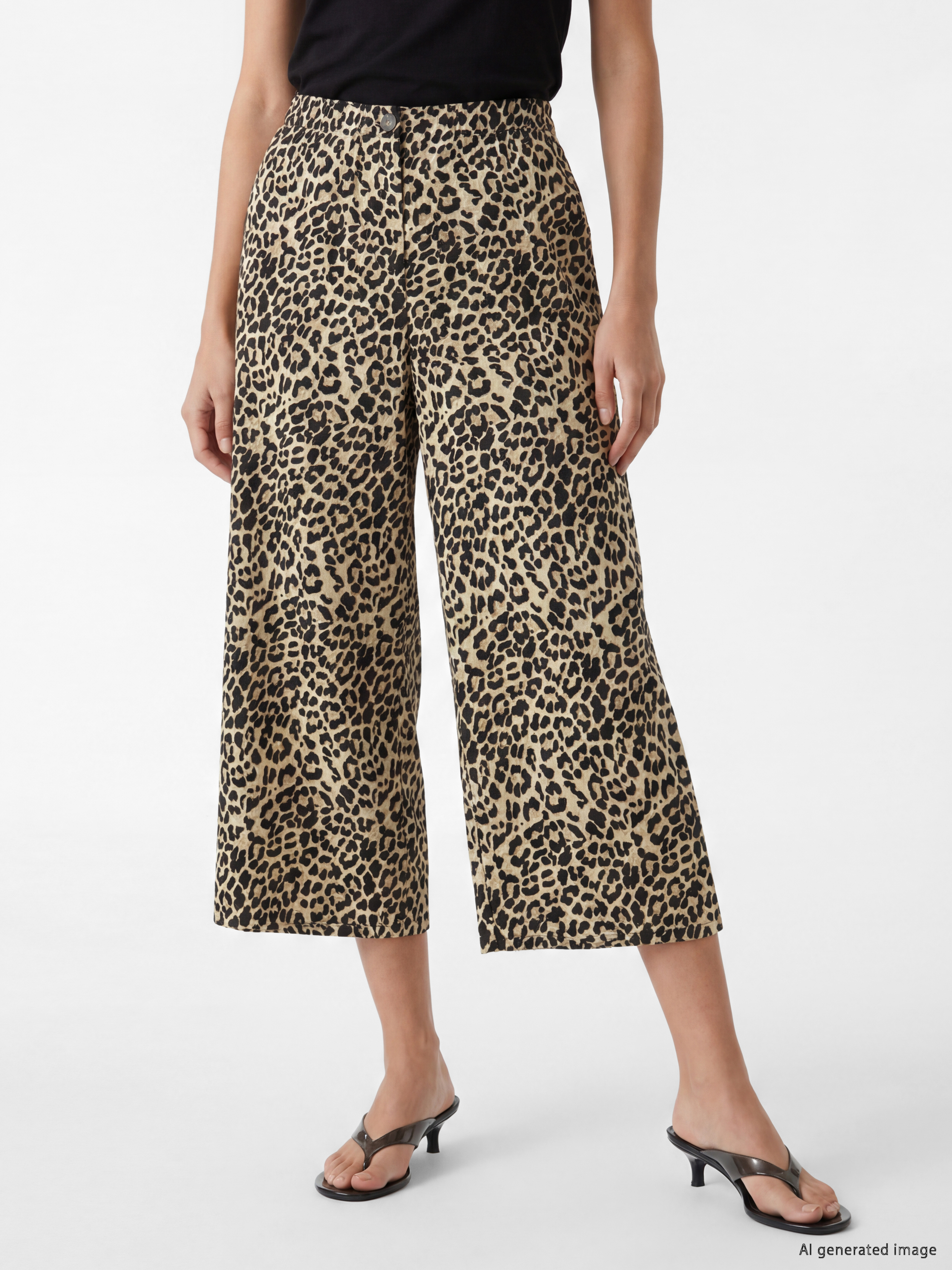 LCWAIKIKI Classic Beli Lastikli Leopar Desenli Kadın Pantolon görsel 2