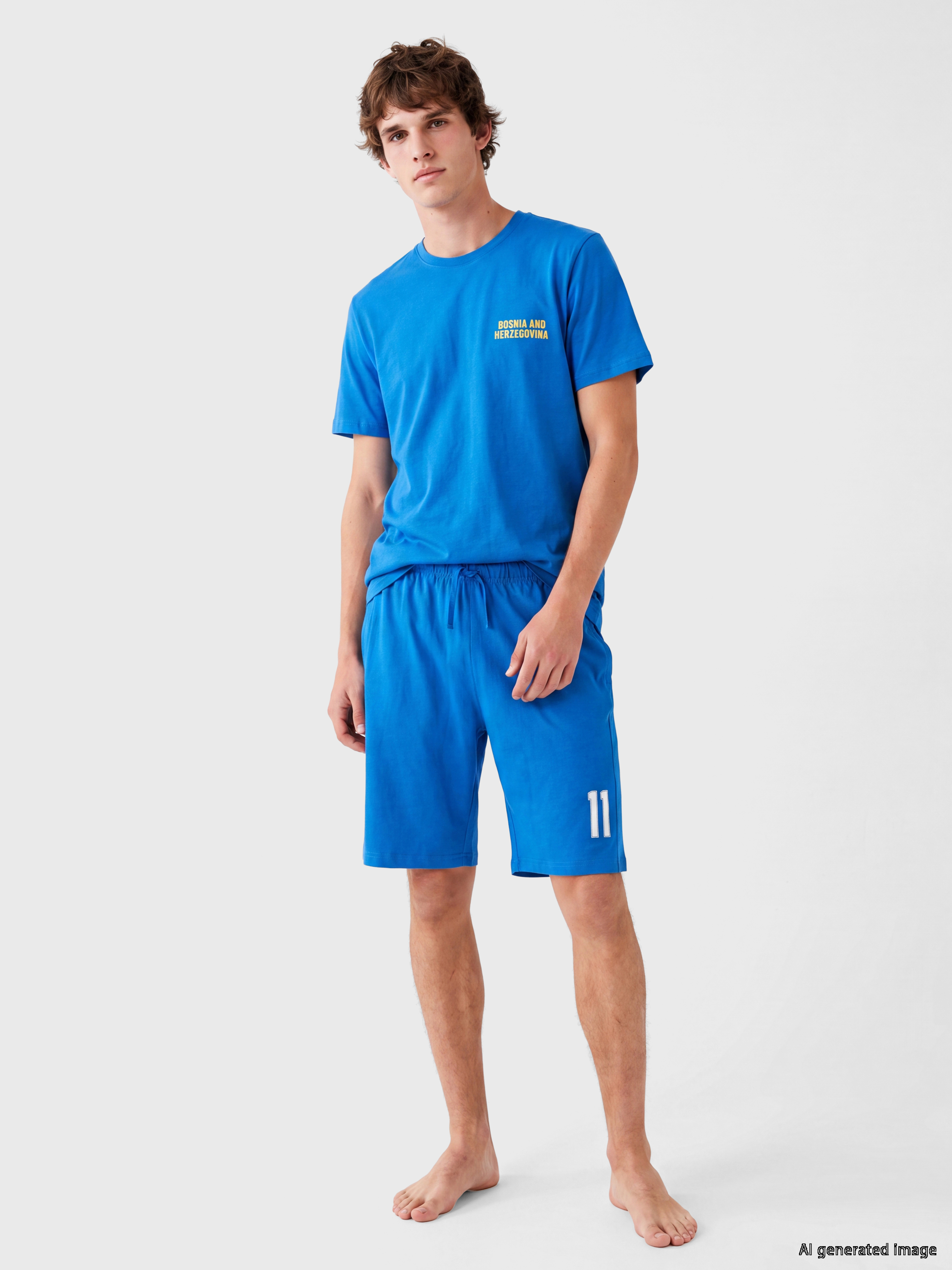 LC WAIKIKI Bosna Hersek Erkek Şortlu Pijama Takımı görsel 2