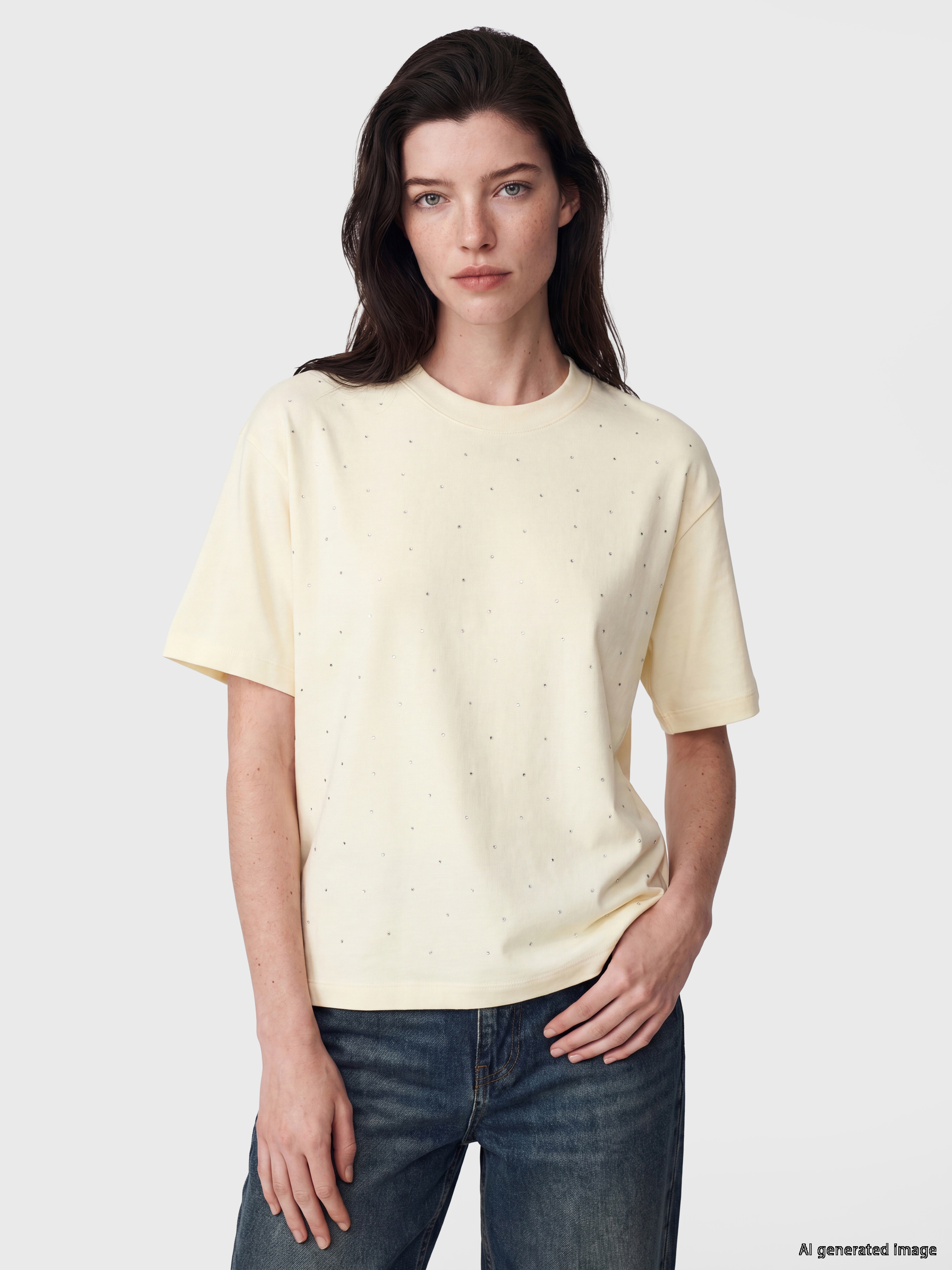 LCW Comfort Taşlı Soft Touch Kadın Tişört