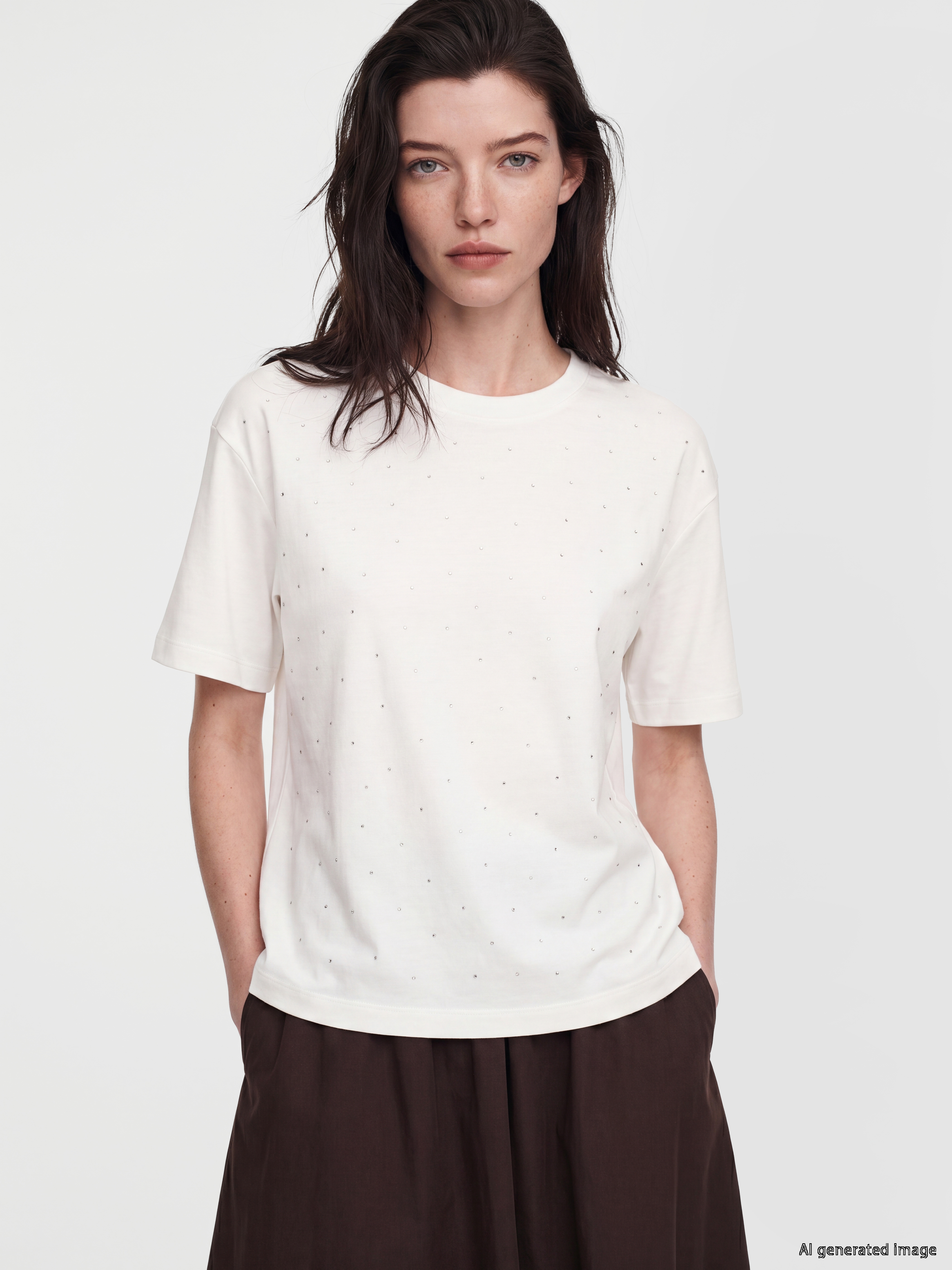 LCW Comfort Taşlı Soft Touch Kadın Tişört