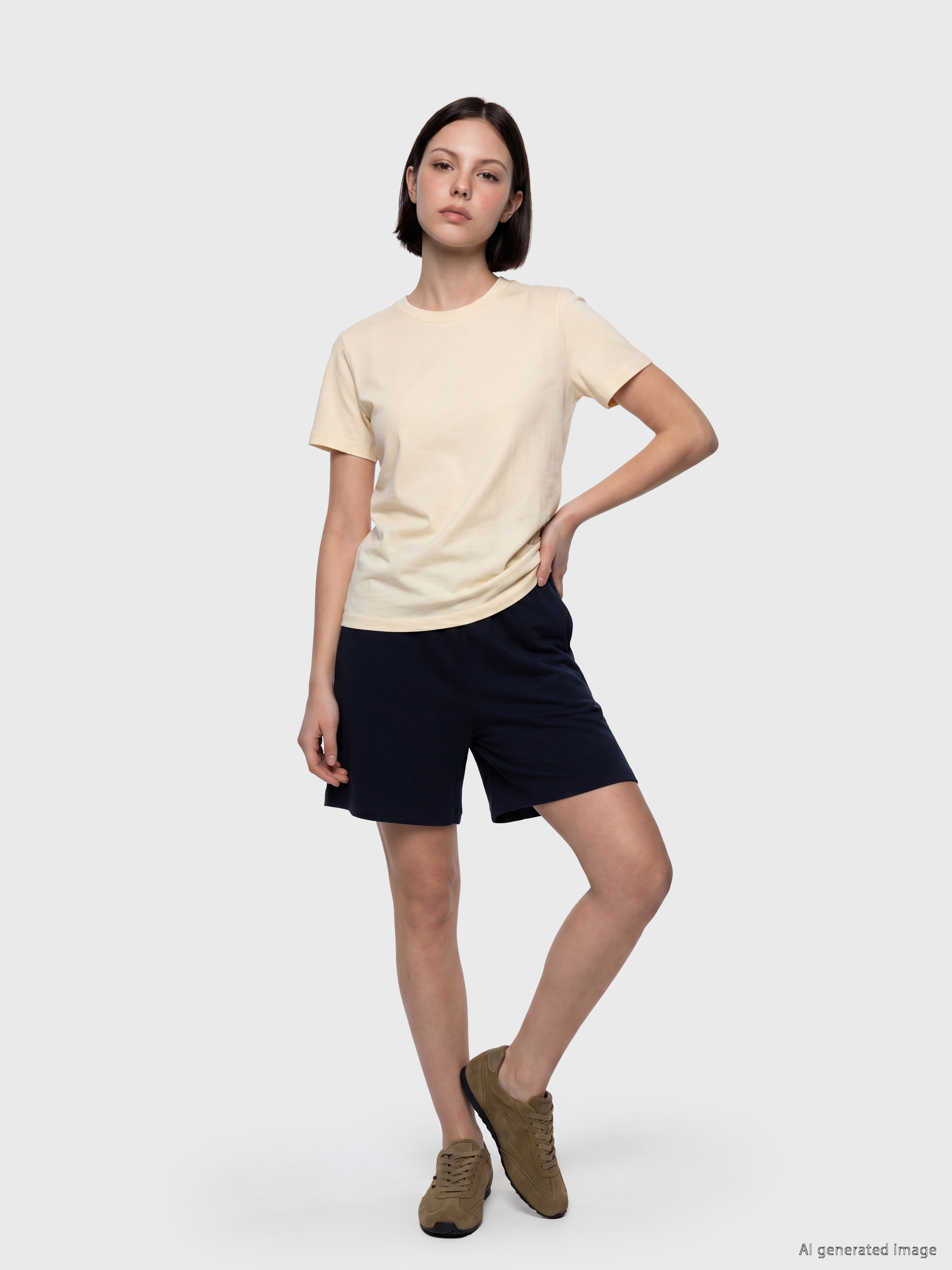 LCW Petite Beli Lastikli Soft Touch Kadın Şort