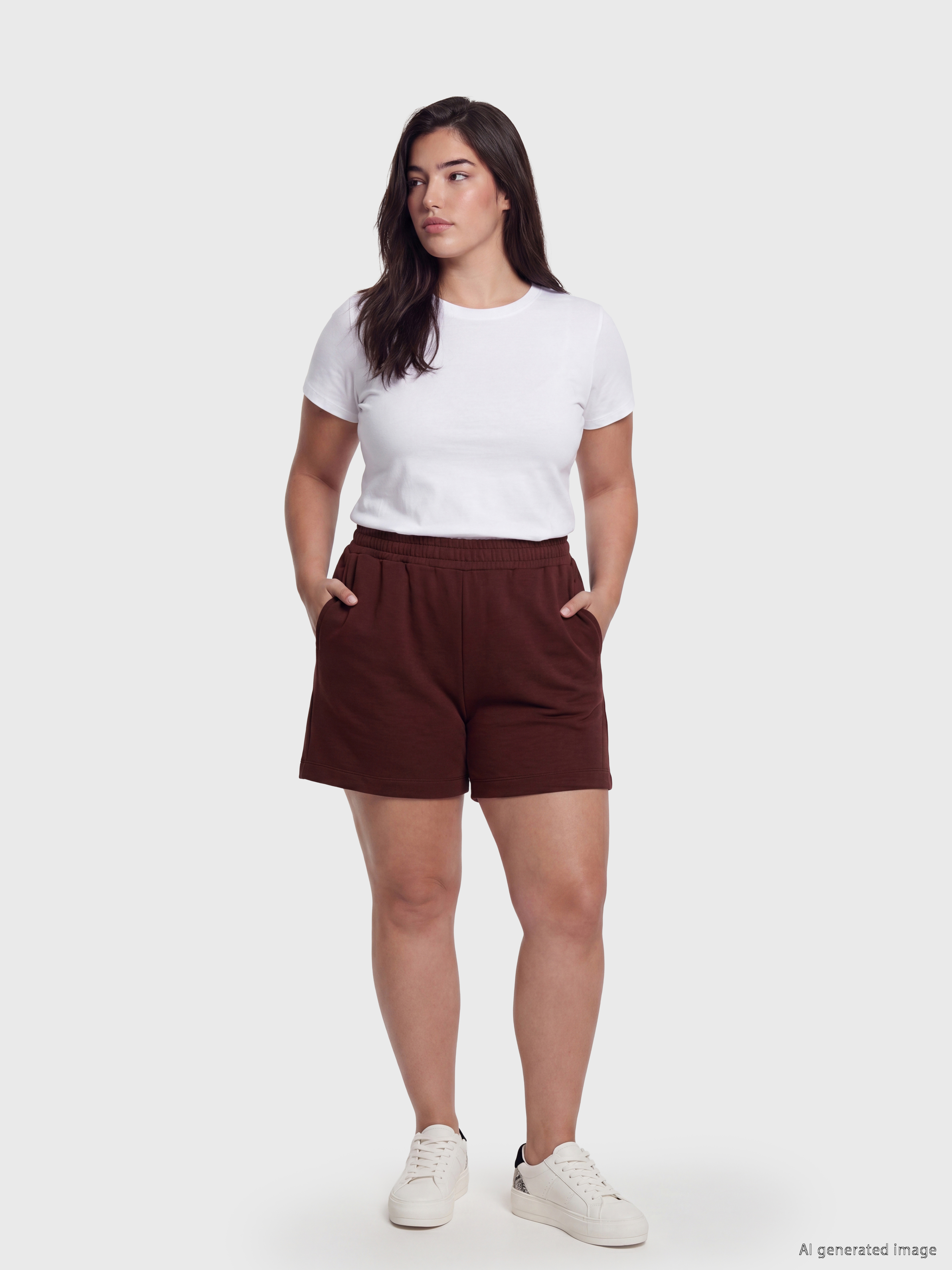 LCW Petite Beli Lastikli Soft Touch Kadın Şort görsel 2