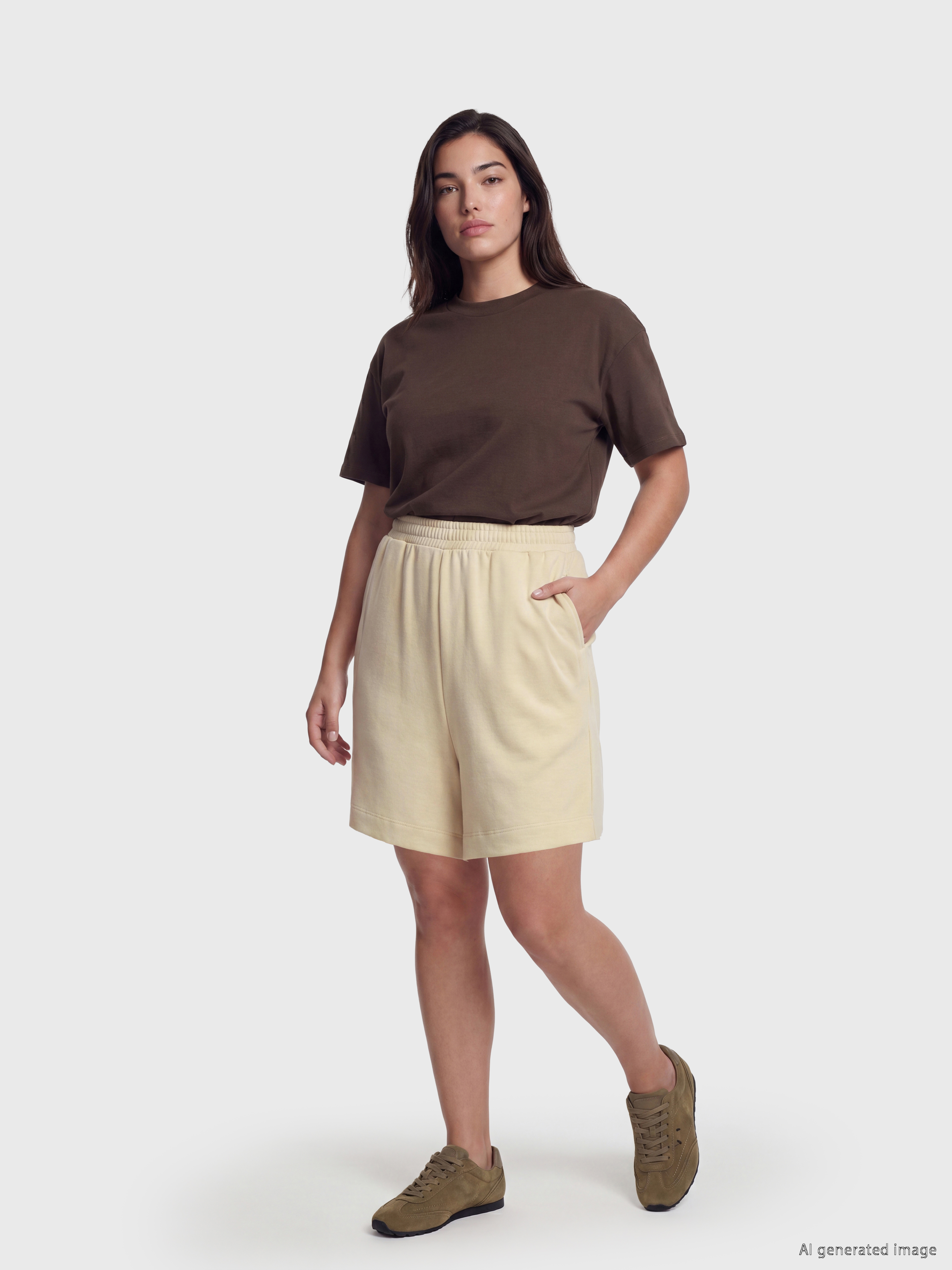 LCW Petite Beli Lastikli Soft Touch Kadın Şort görsel 2