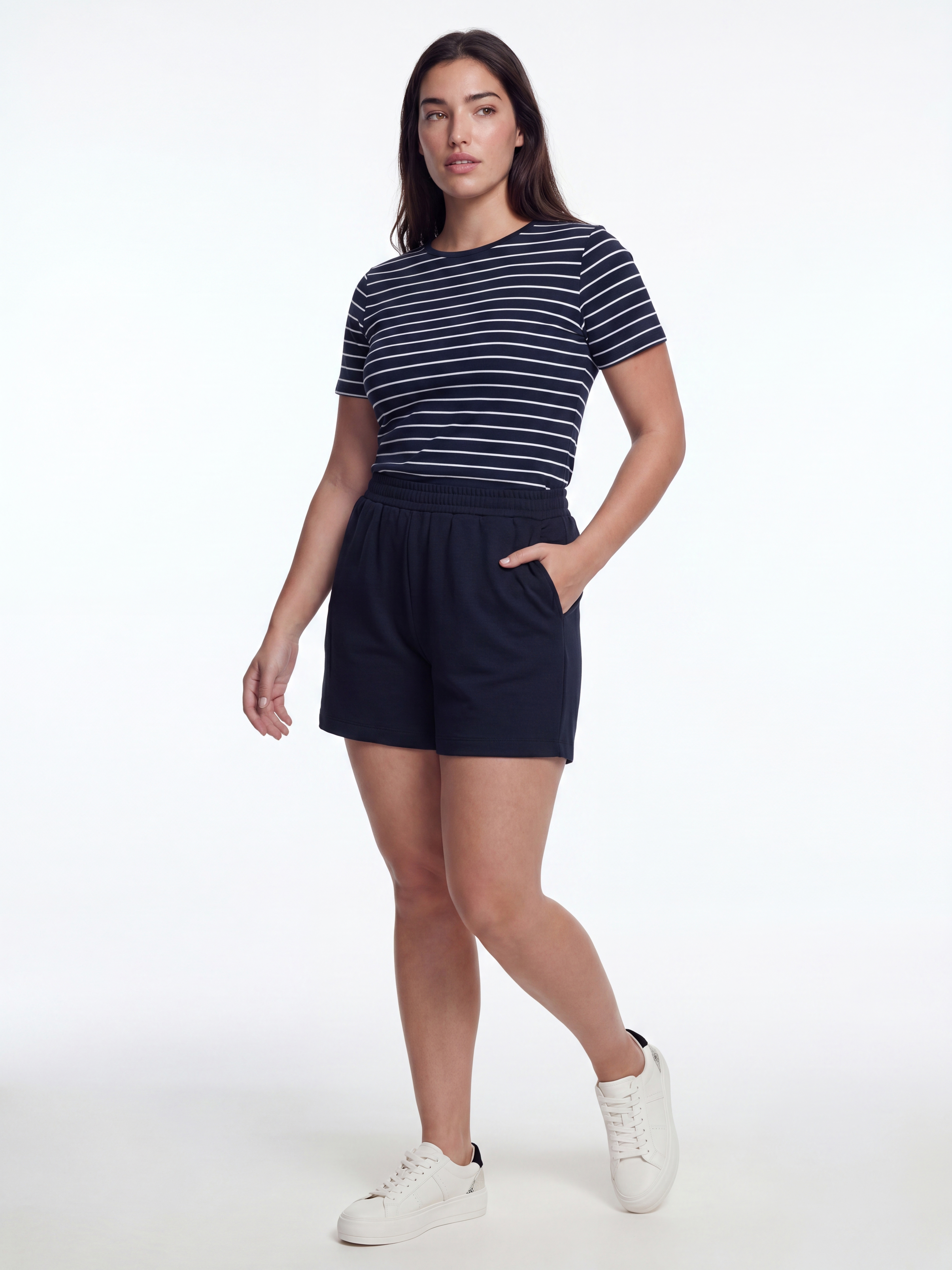 LCW Petite Beli Lastikli Soft Touch Kadın Şort görsel 5