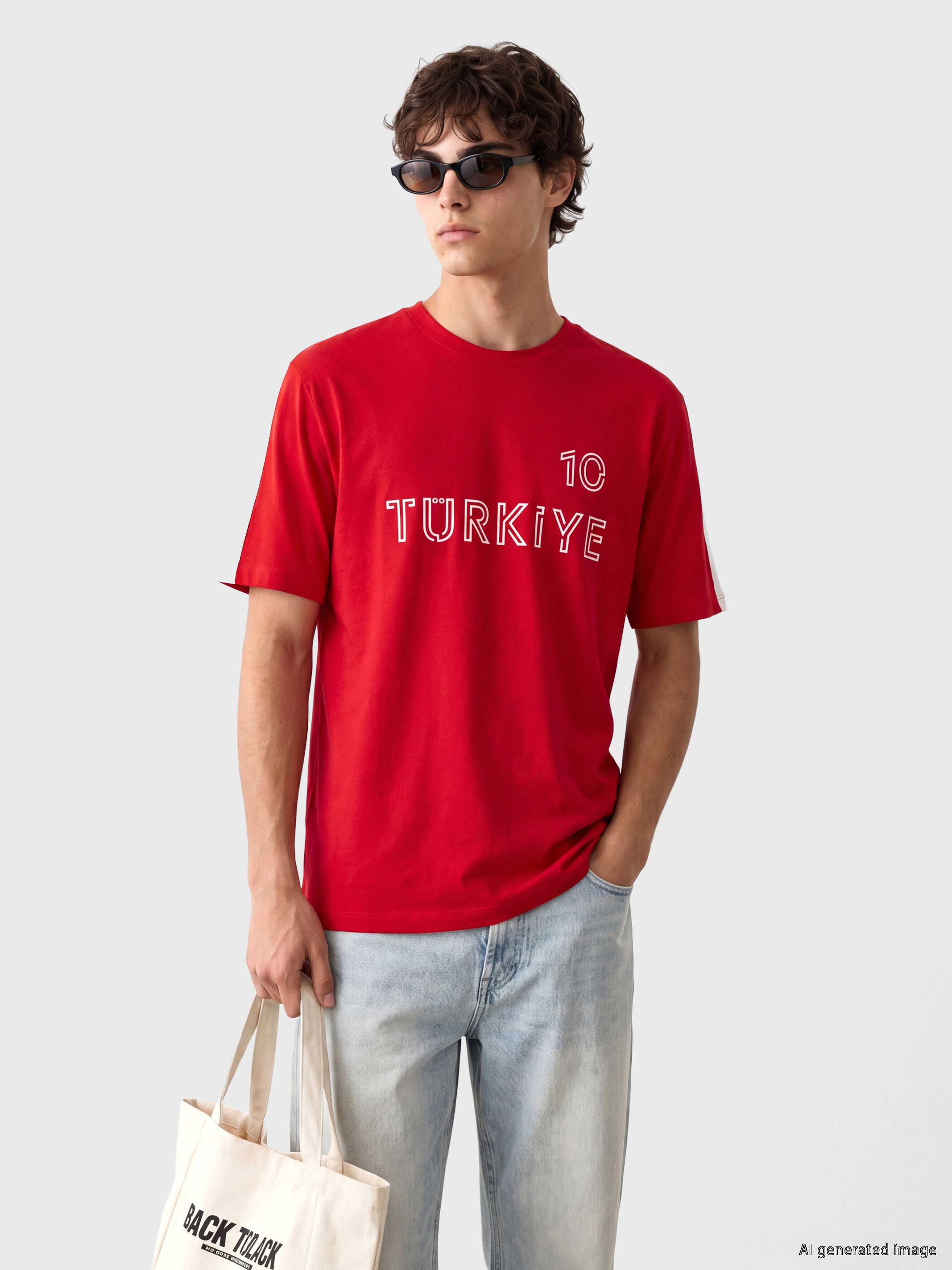 XSIDE Türkiye Baskılı Bisiklet Yaka Erkek Tişört