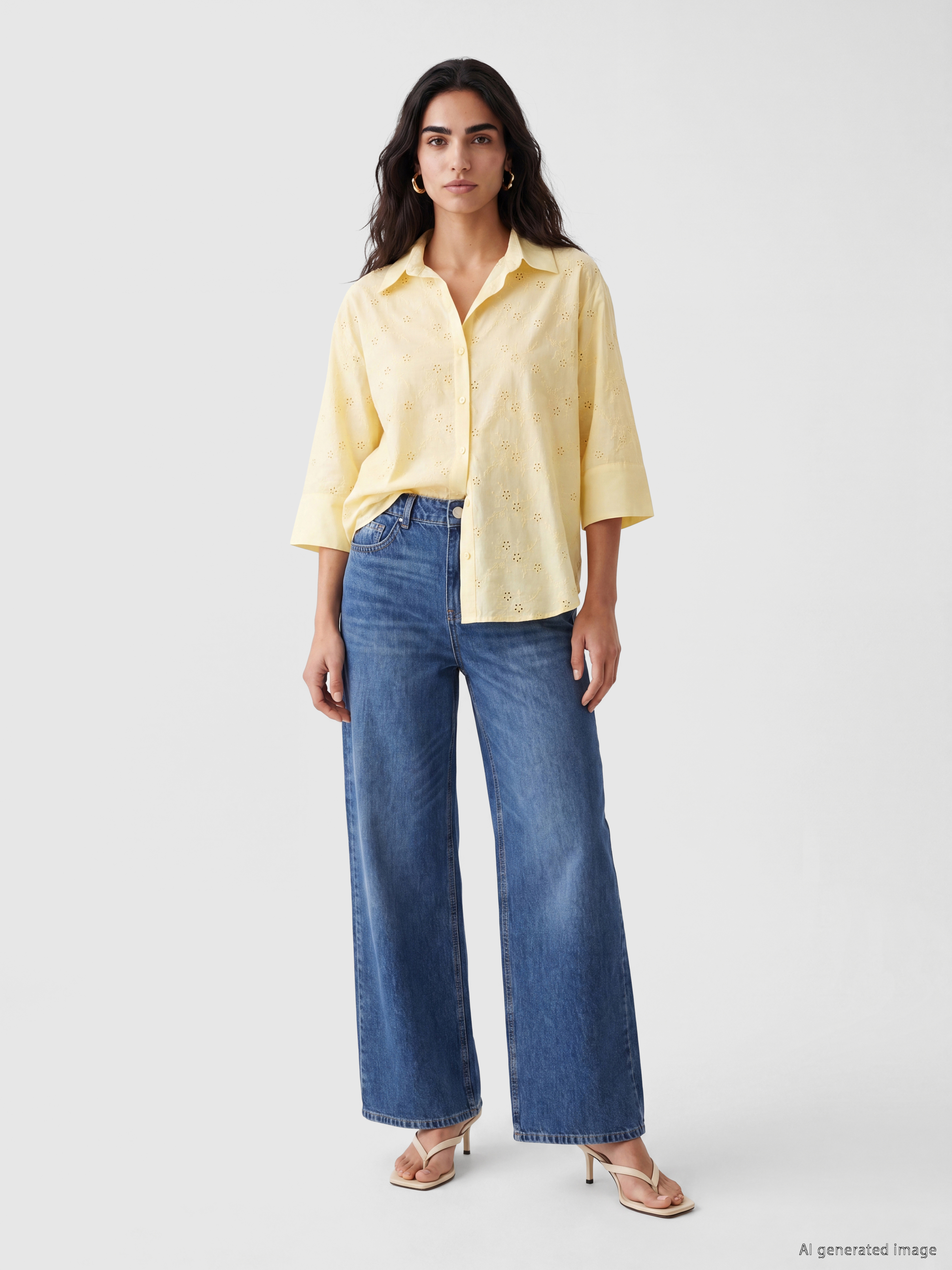 LCW Vision Oversize Kadın Brode Gömlek görsel 2