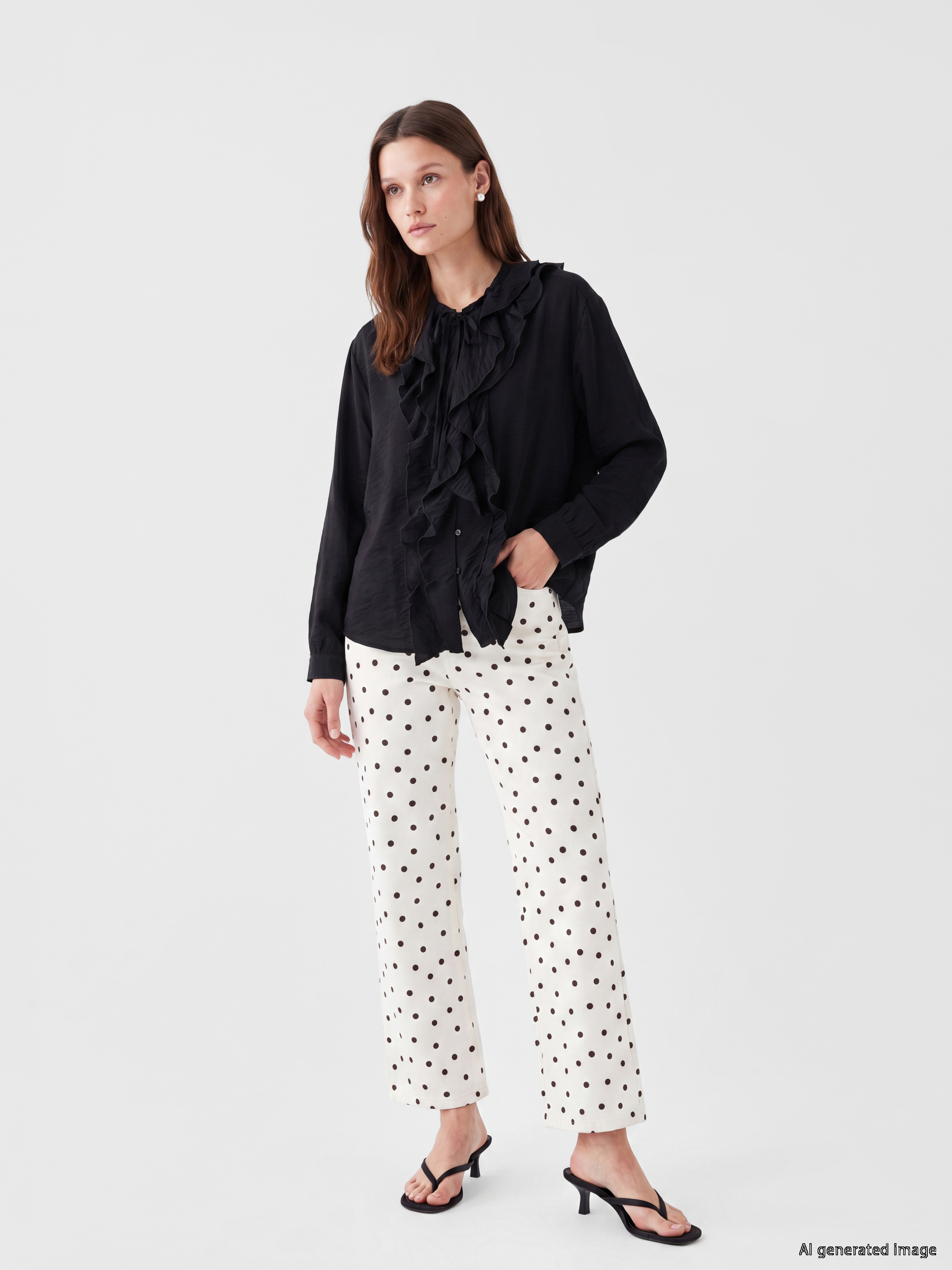 LCW Modest Puantiyeli Straight Fit Kadın Jean Pantolon