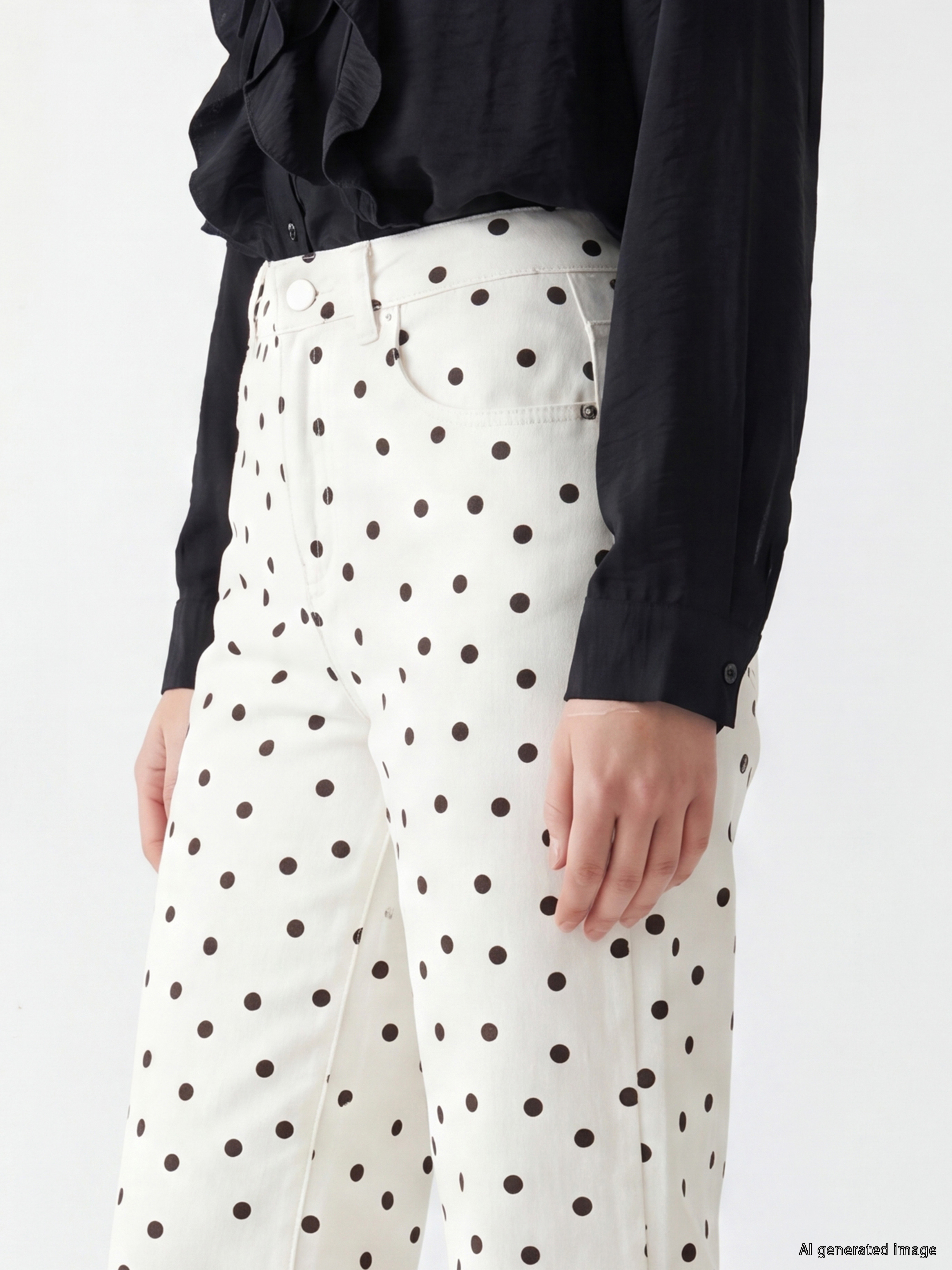 LCW Modest Puantiyeli Straight Fit Kadın Jean Pantolon görsel 3