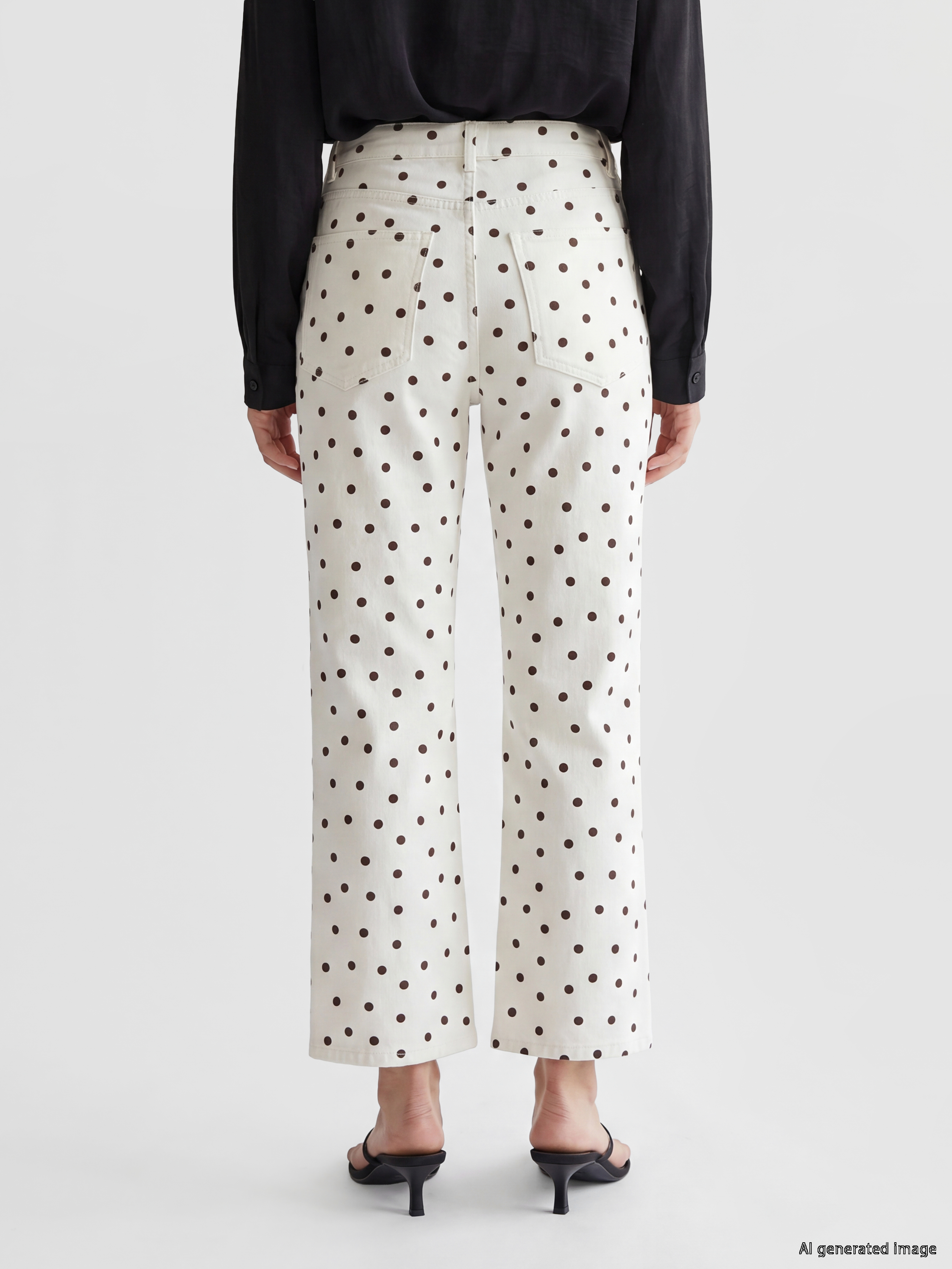 LCW Modest Puantiyeli Straight Fit Kadın Jean Pantolon görsel 4