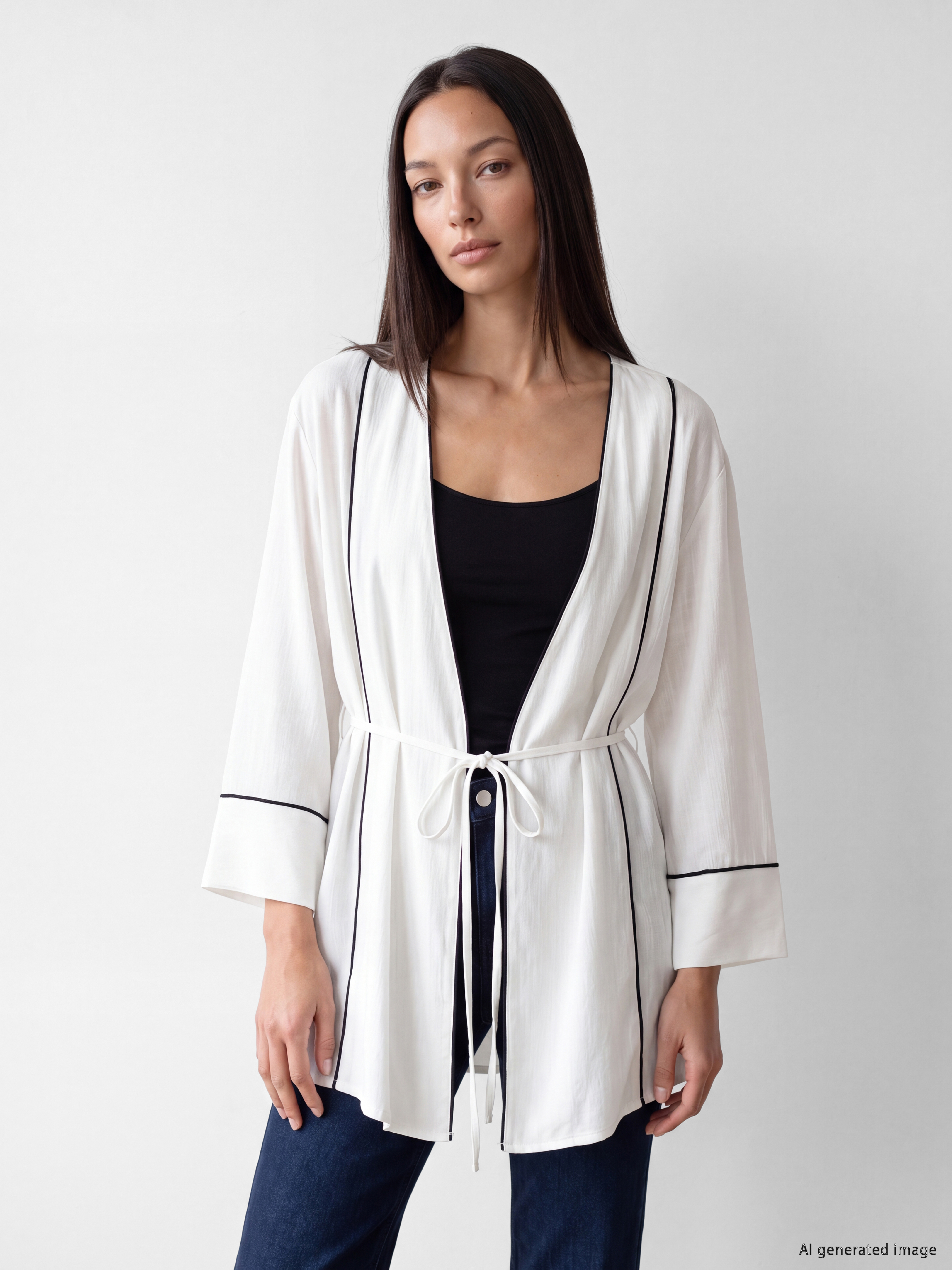 LCW STUDIO V Yaka Çizgili Kadın Kimono
