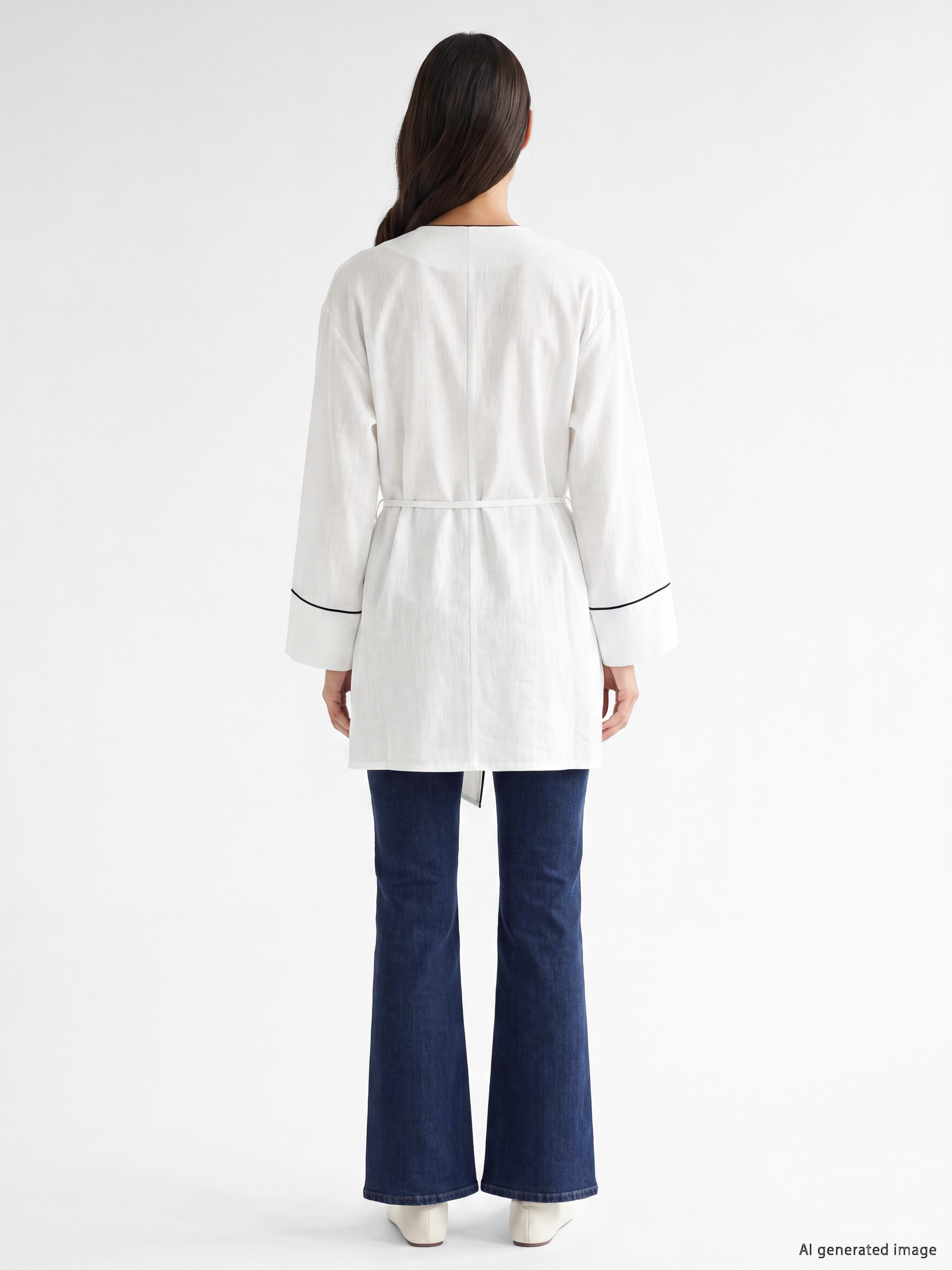 LCW STUDIO V Yaka Çizgili Kadın Kimono görsel 4