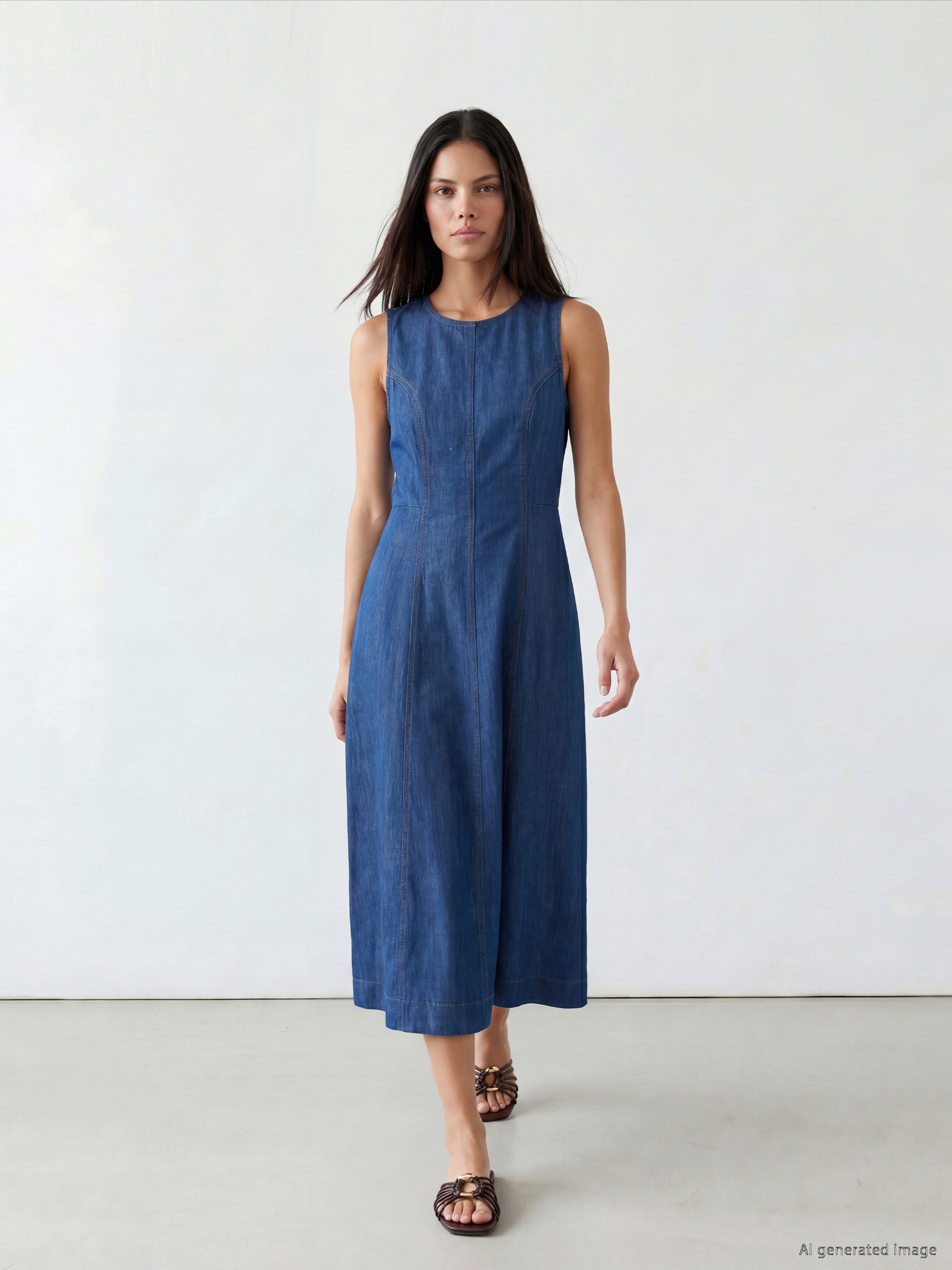 LCW Modest Midi Kloş Jean Elbise