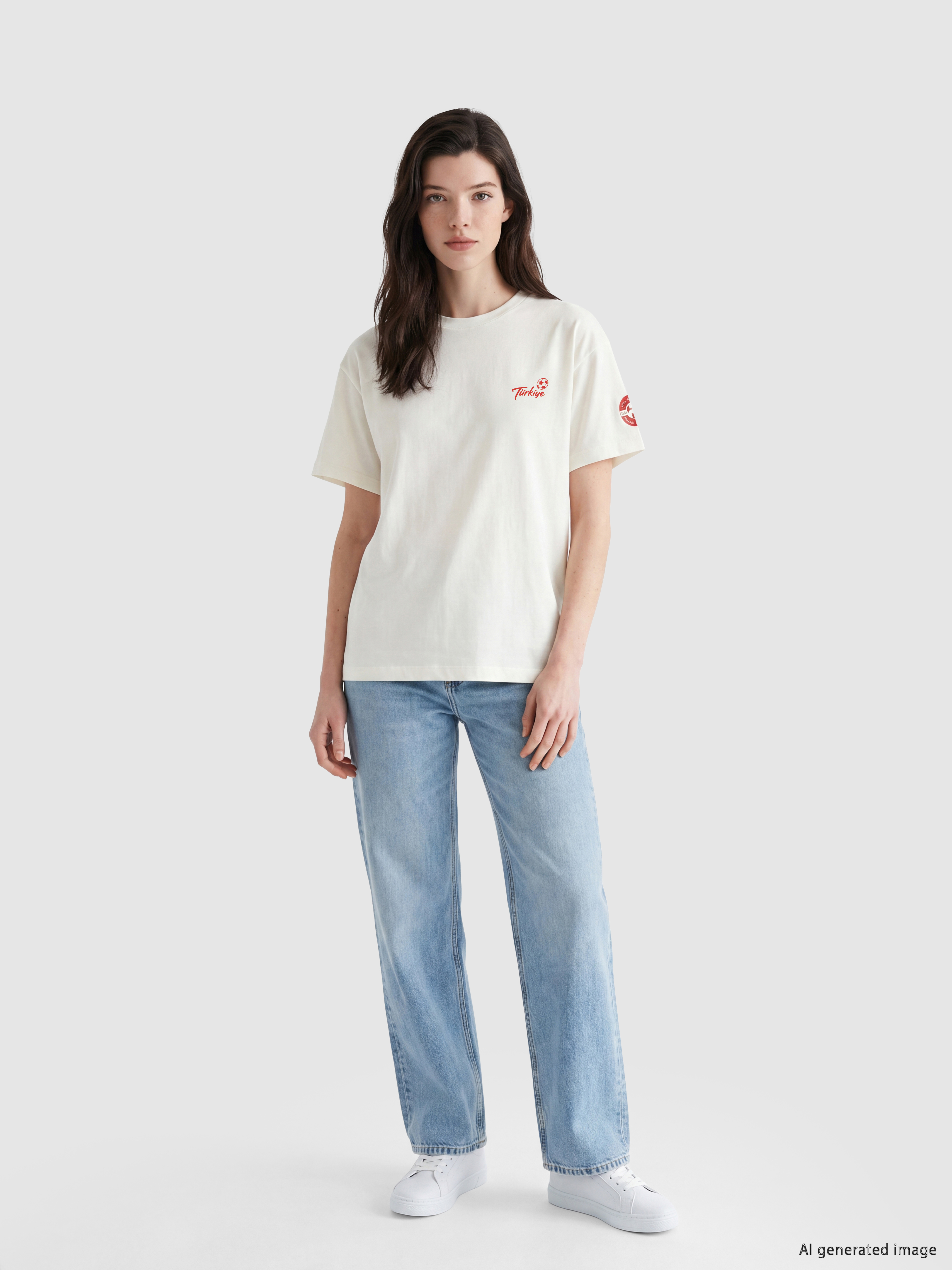 LCW Comfort Bisiklet Yaka Türkiye Baskılı Kadın Tişört görsel 2