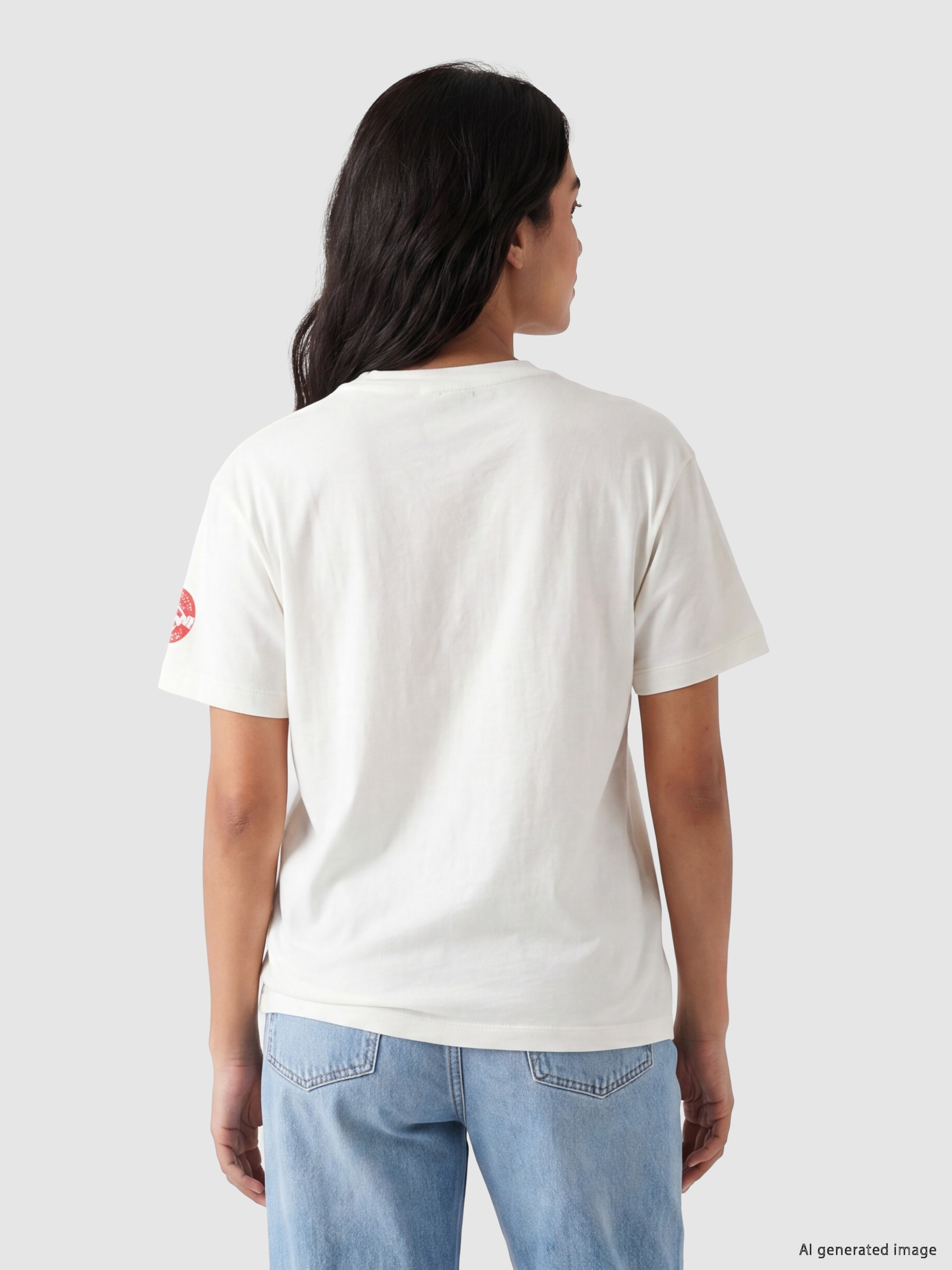 LCW Comfort Bisiklet Yaka Türkiye Baskılı Kadın Tişört görsel 3