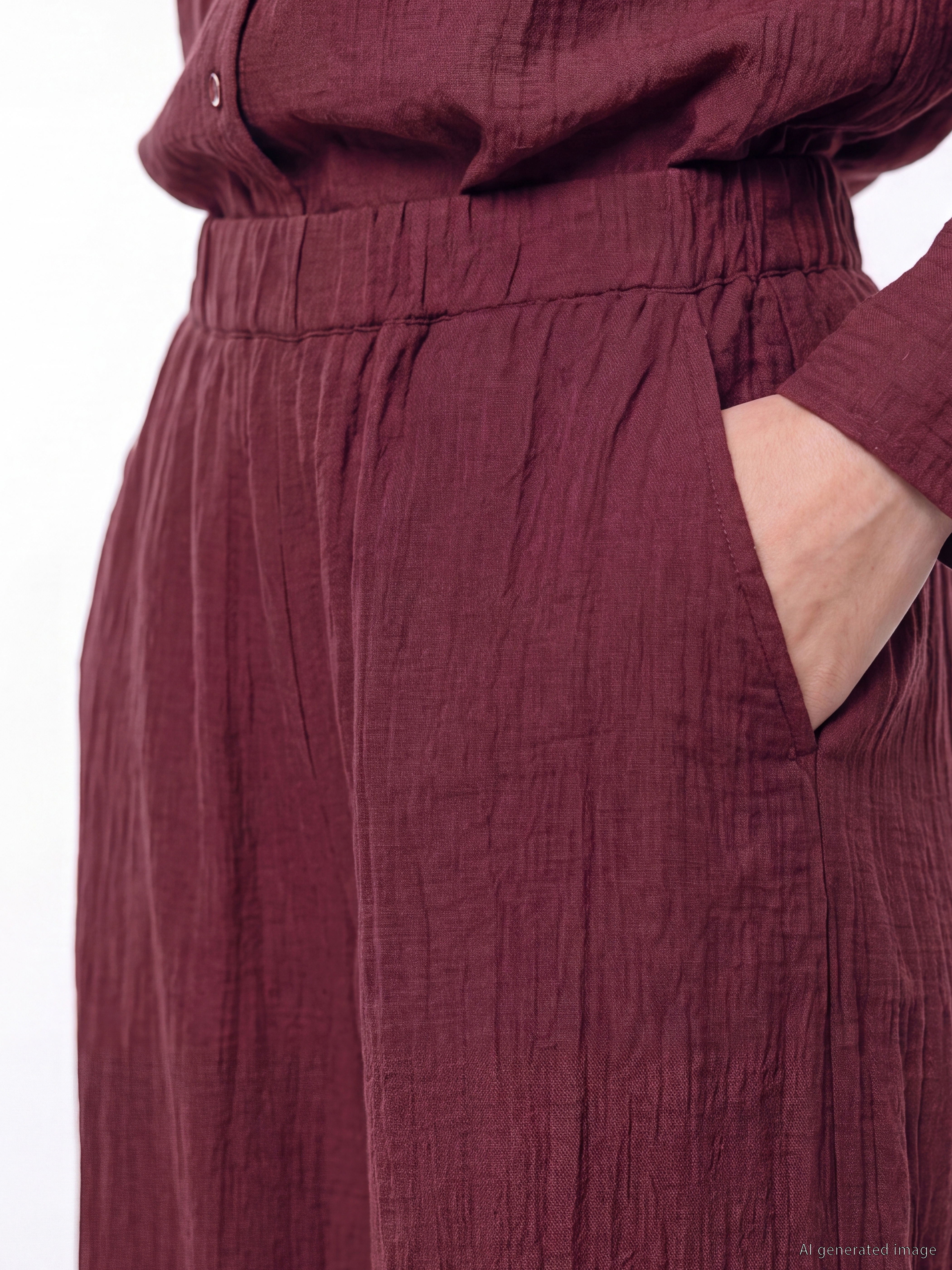 LCW Modest Beli Lastikli Dokulu Kadın Pantolon görsel 3
