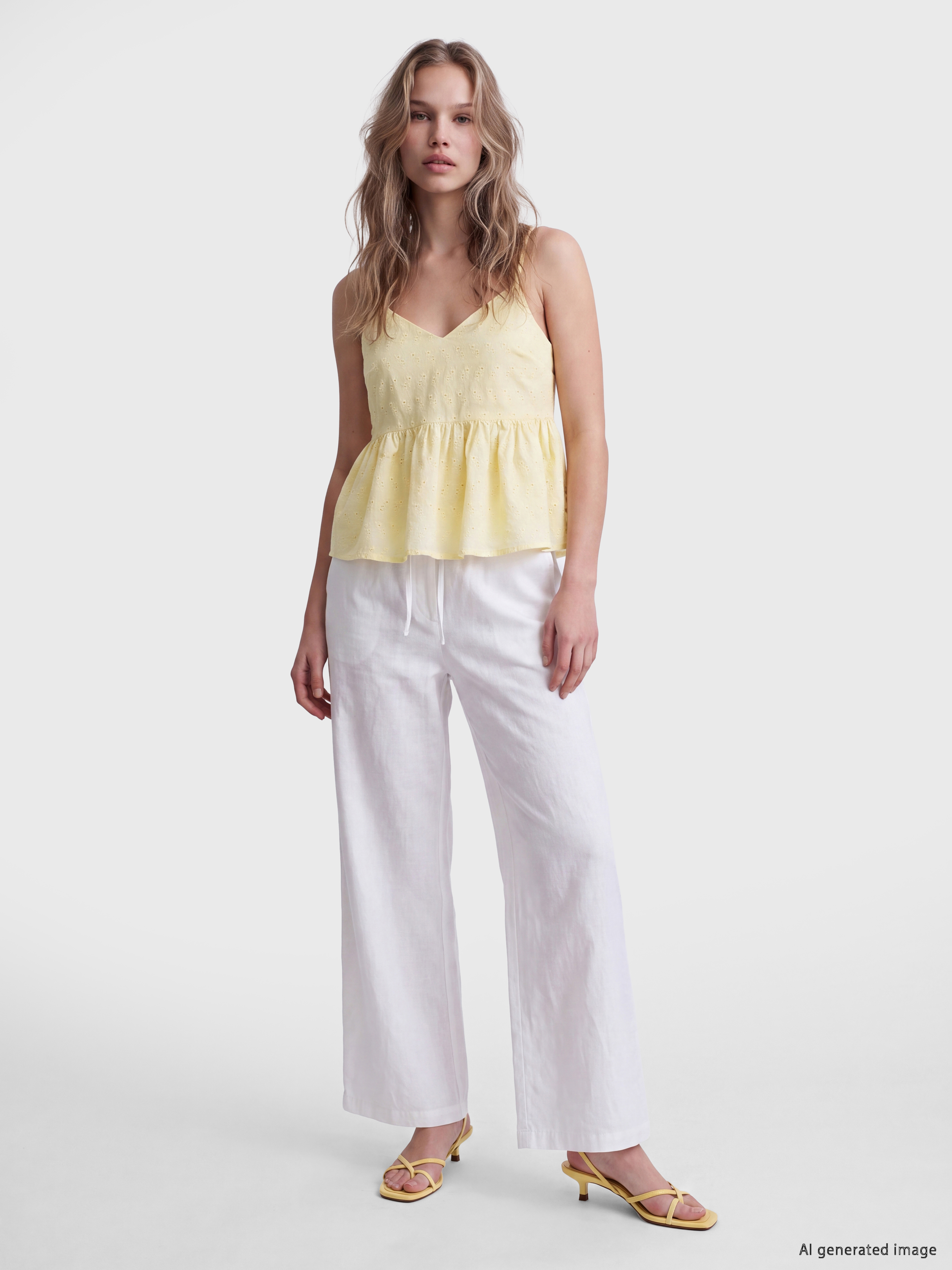 LCW Vision İp Askılı Brode Peplum Bluz görsel 2