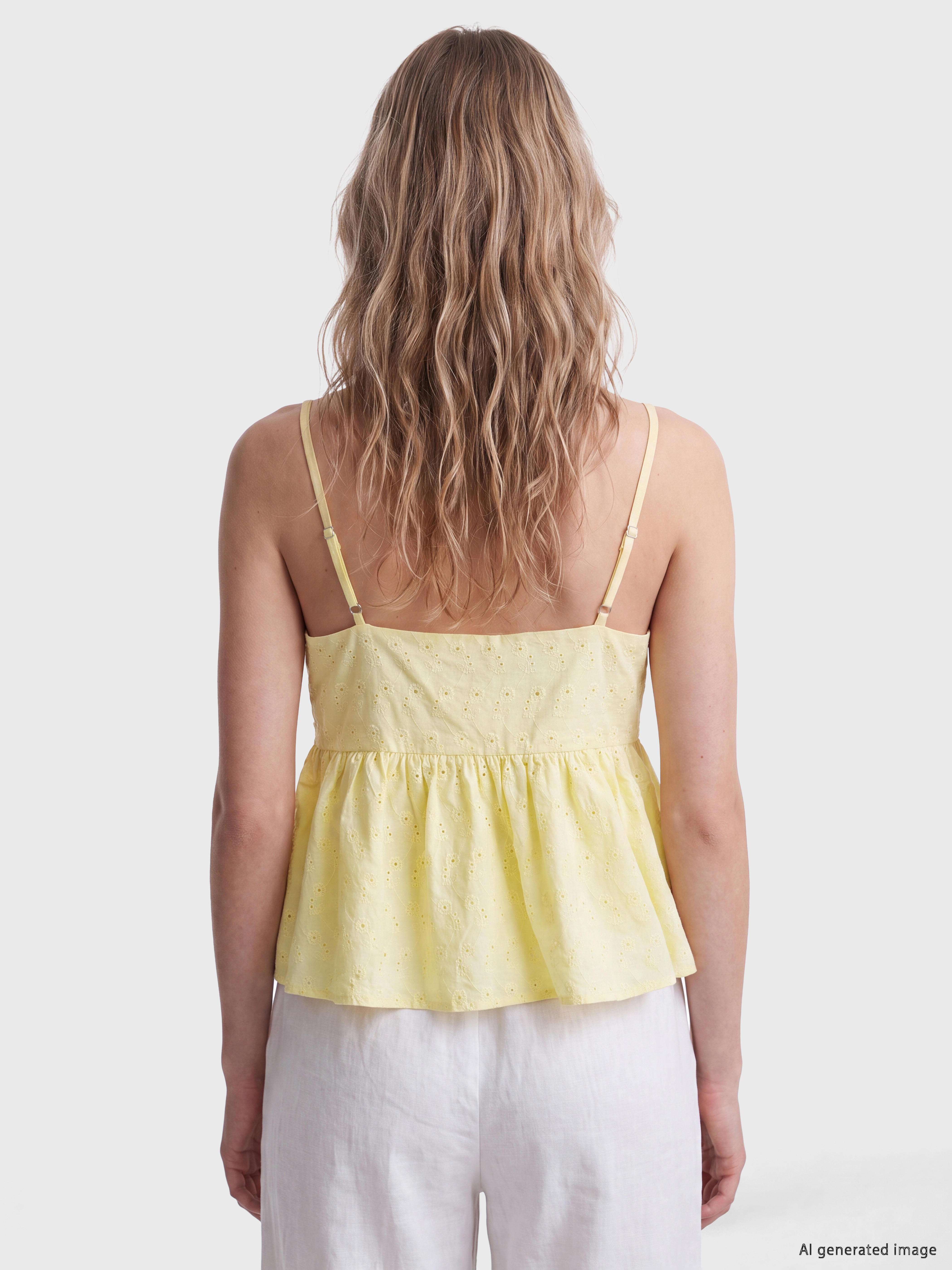 LCW Vision İp Askılı Brode Peplum Bluz görsel 4