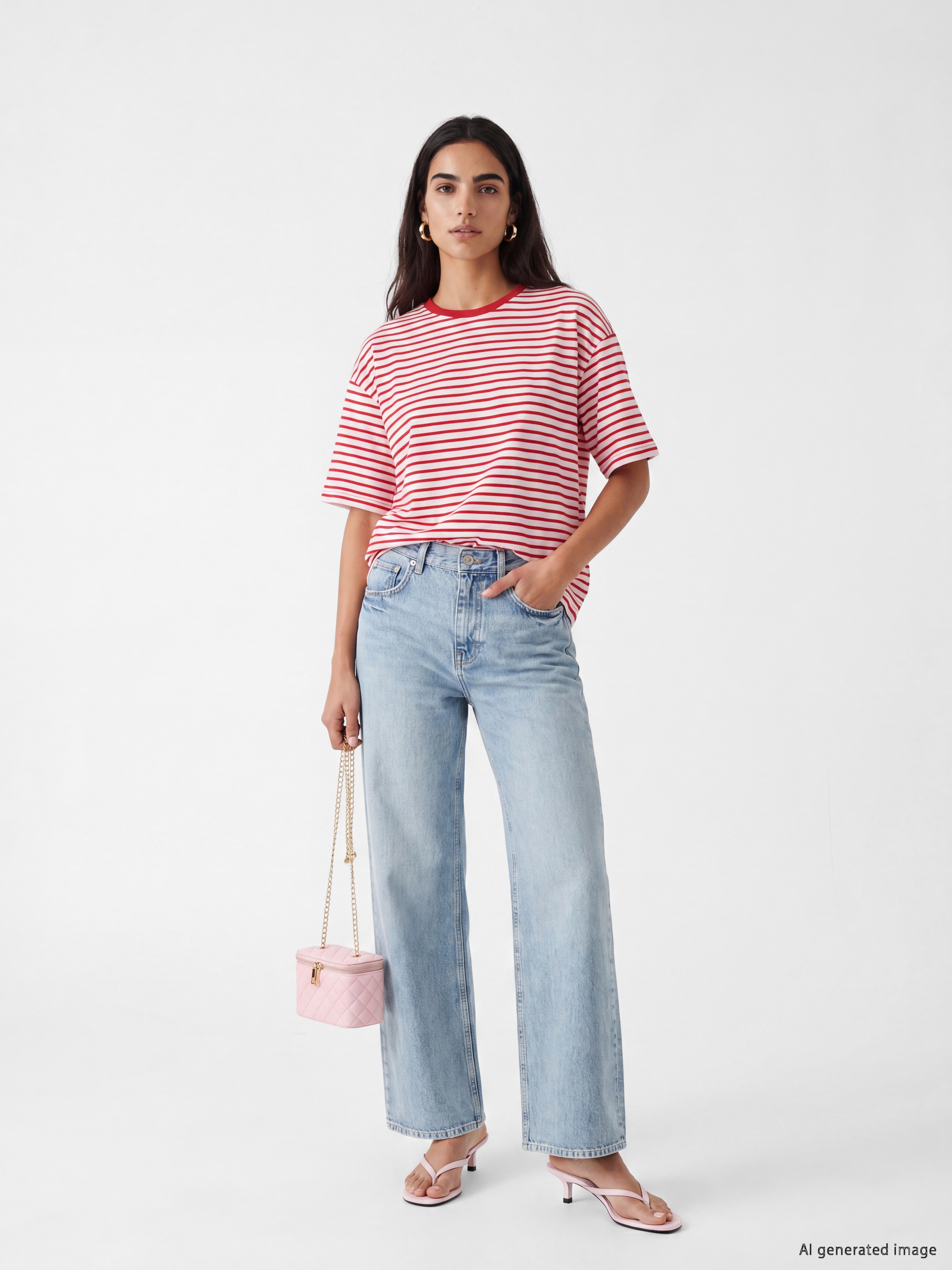 LCW Vision %100 Pamuklu Oversize Kadın Tişört görsel 3