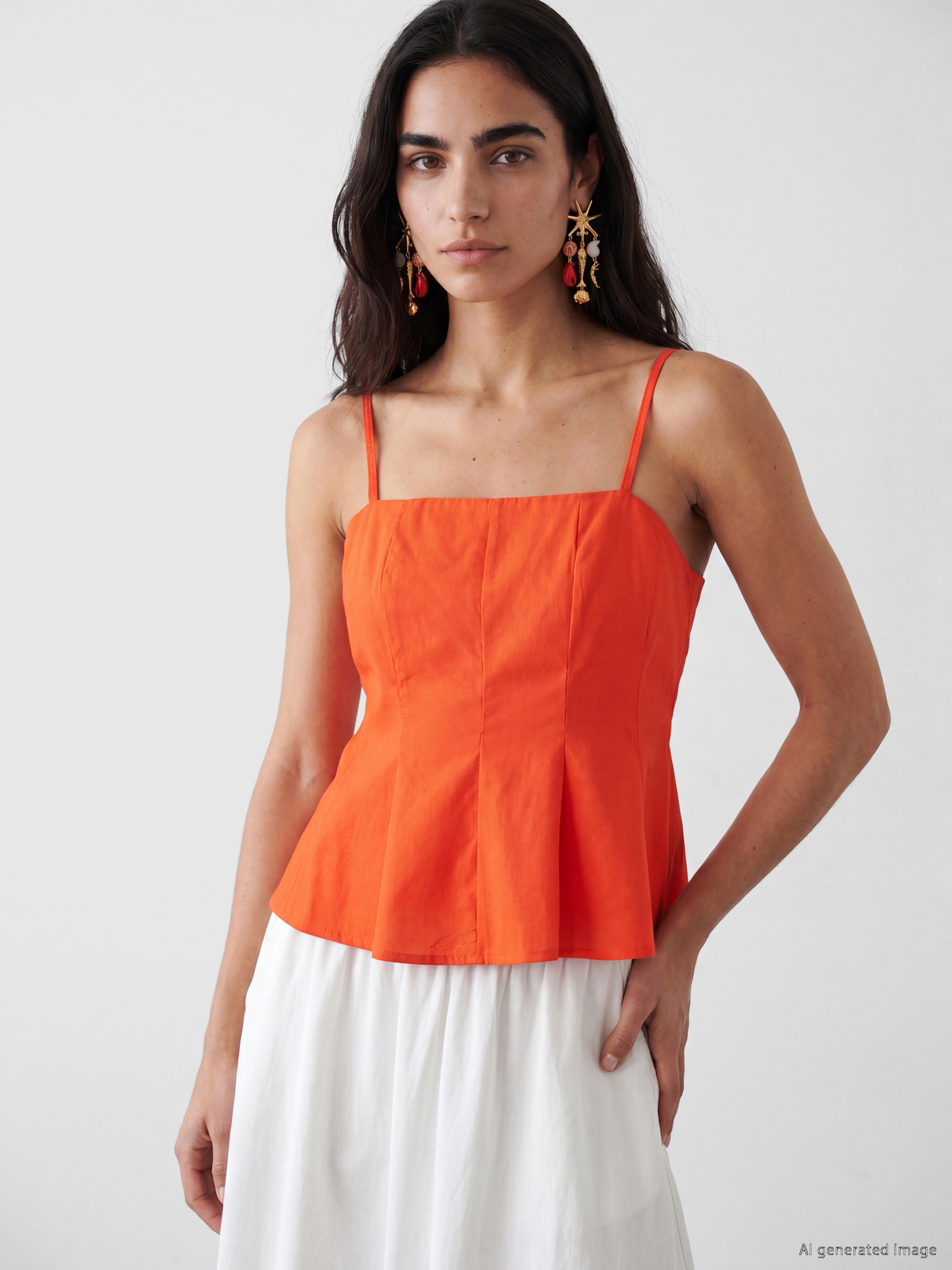 LCW Vision Kare Yaka İp Askılı Peplum Bluz