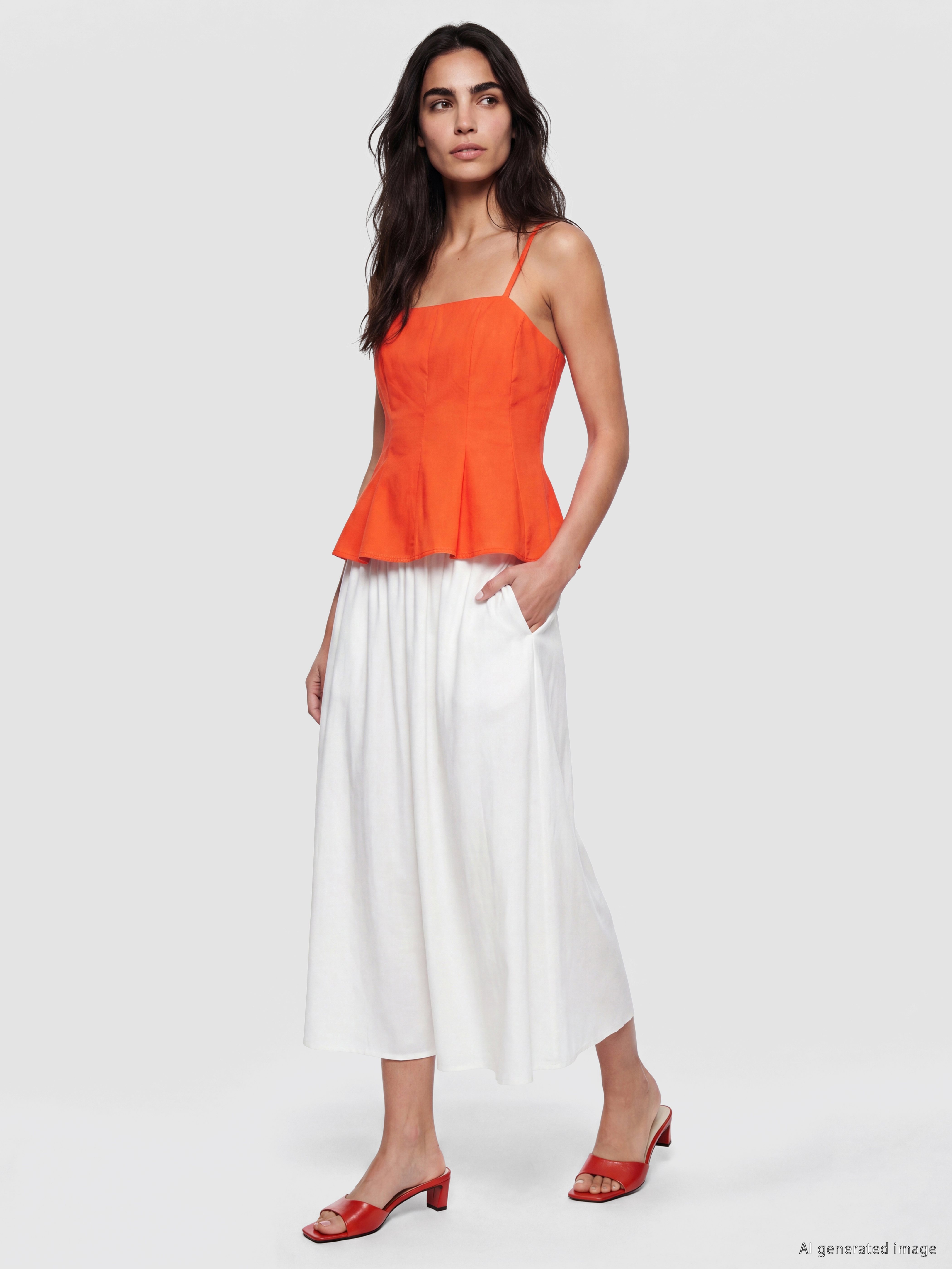 LCW Vision Kare Yaka İp Askılı Peplum Bluz görsel 2