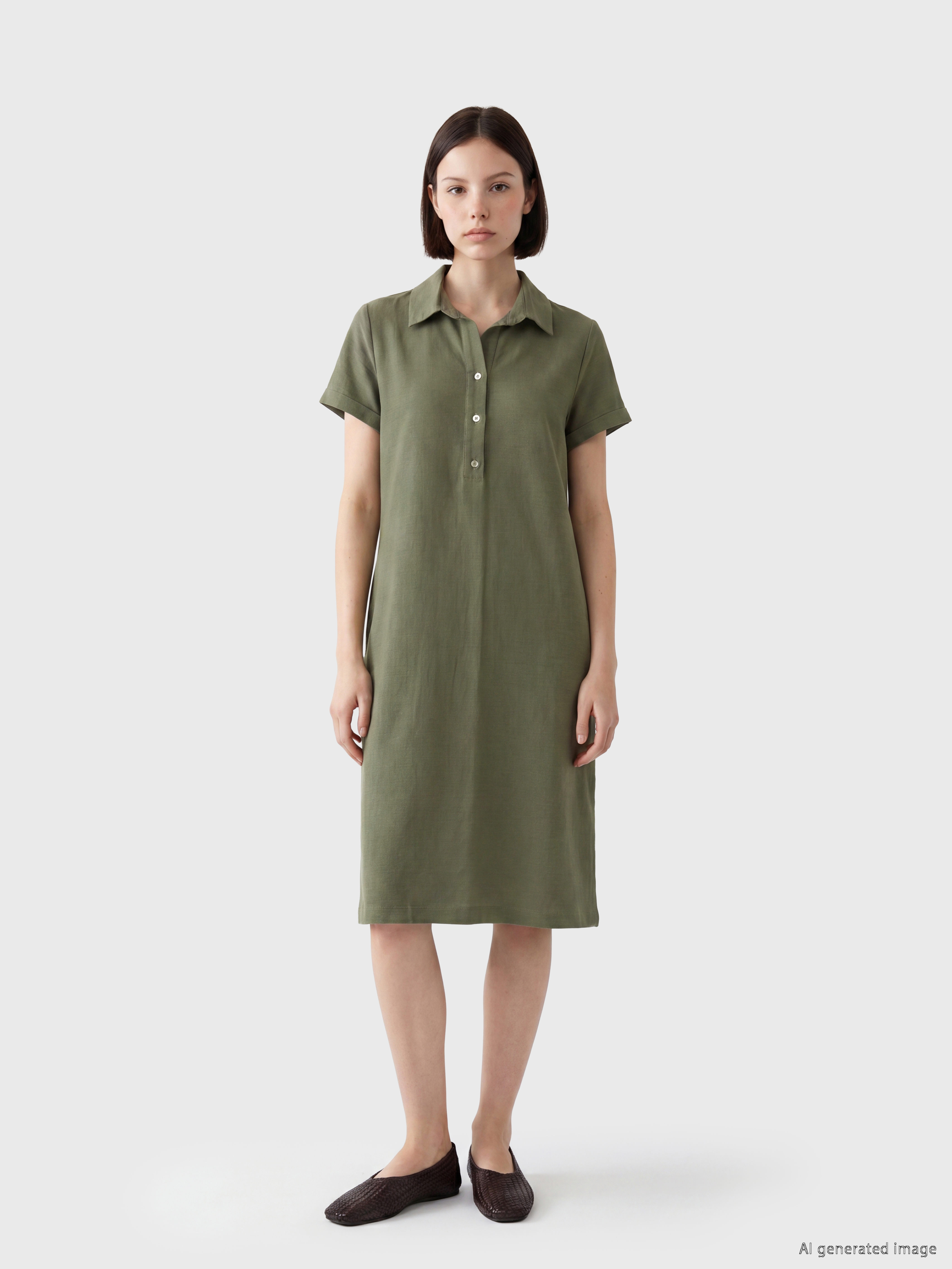 LCW Petite Polo Yaka Müslin Elbise