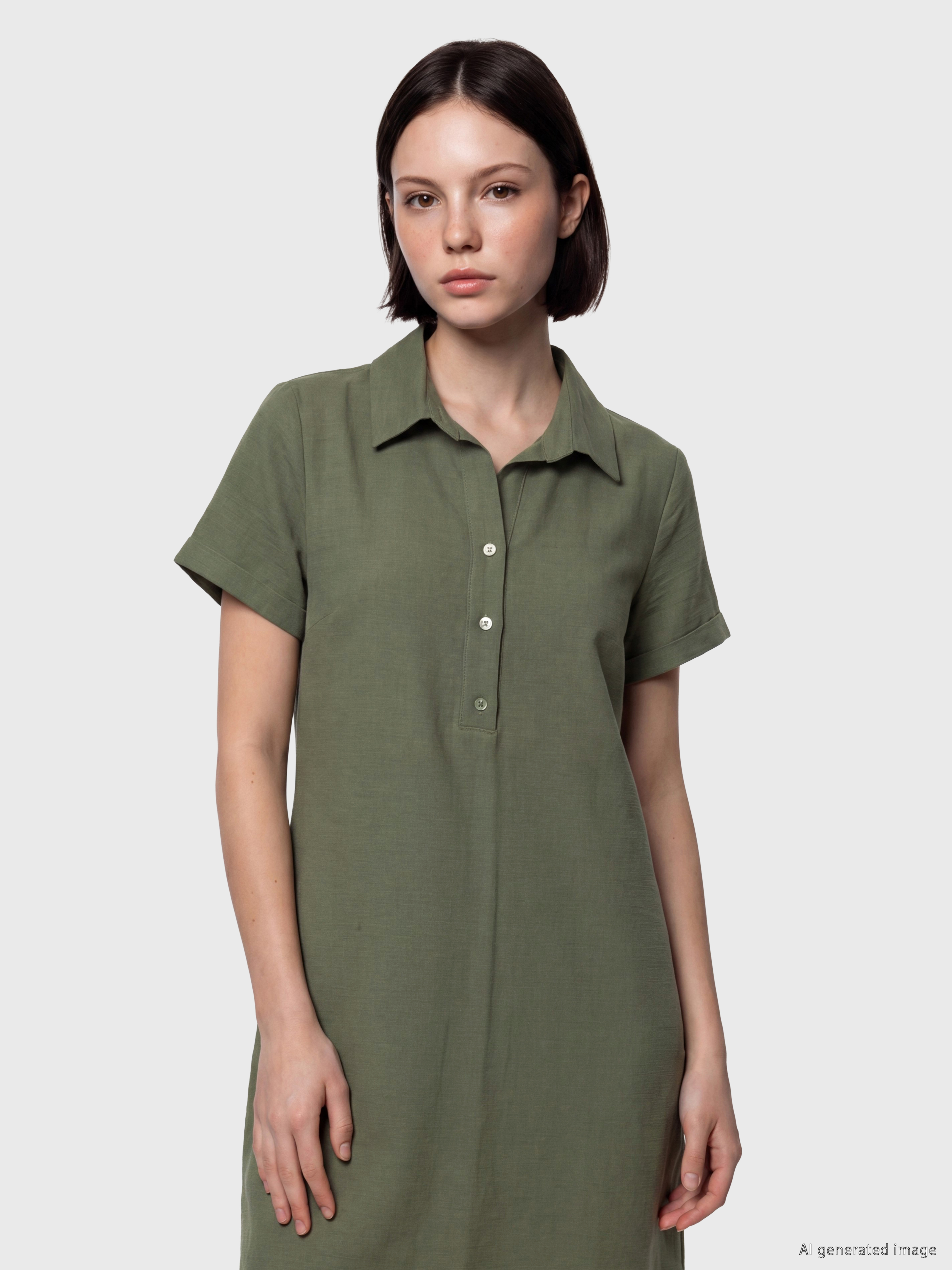 LCW Petite Polo Yaka Müslin Elbise görsel 2