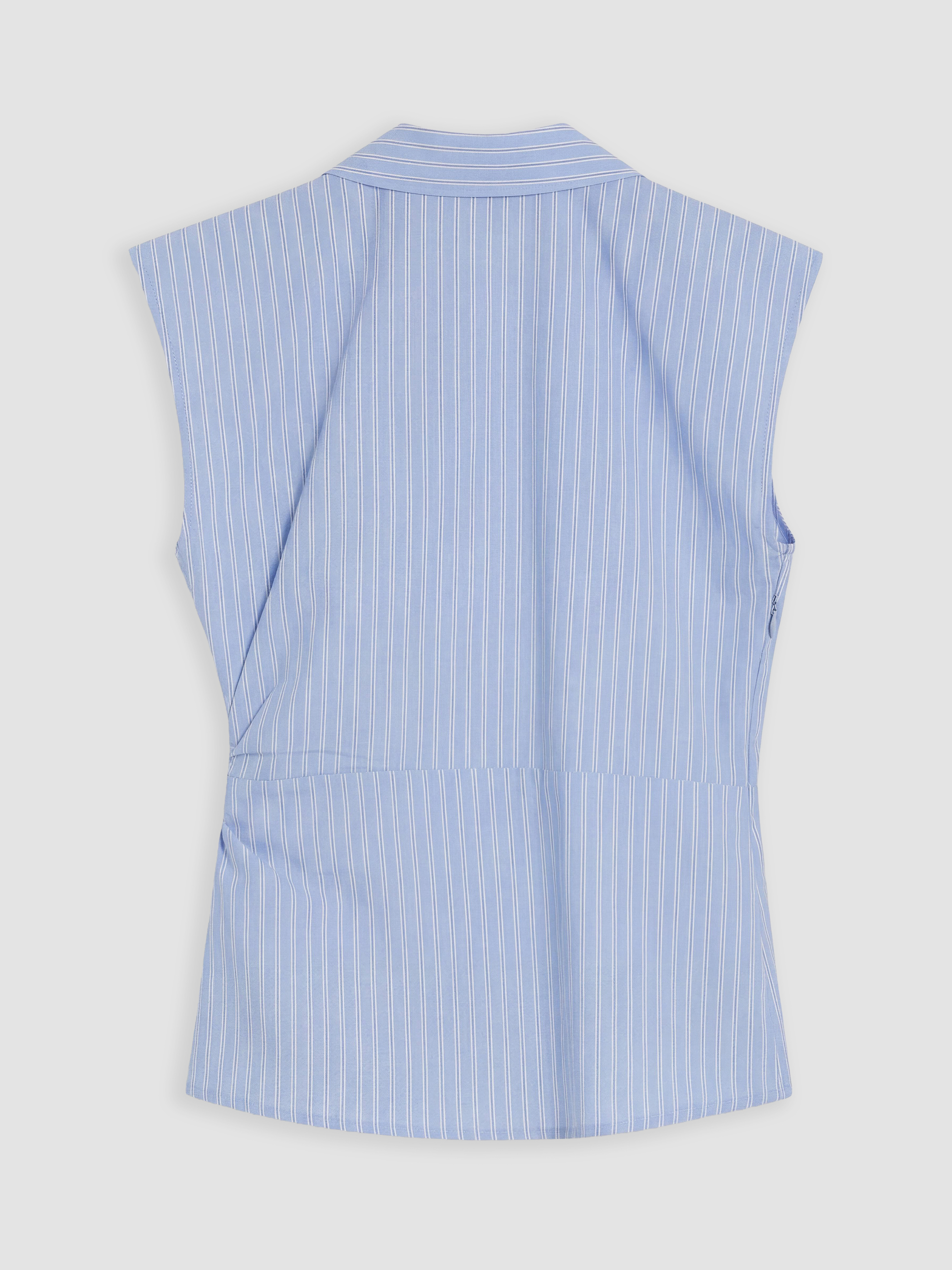 LCW EVERYDAY Gömlek Yaka Çizgili Kruvaze Kesim Poplin Bluz görsel 7