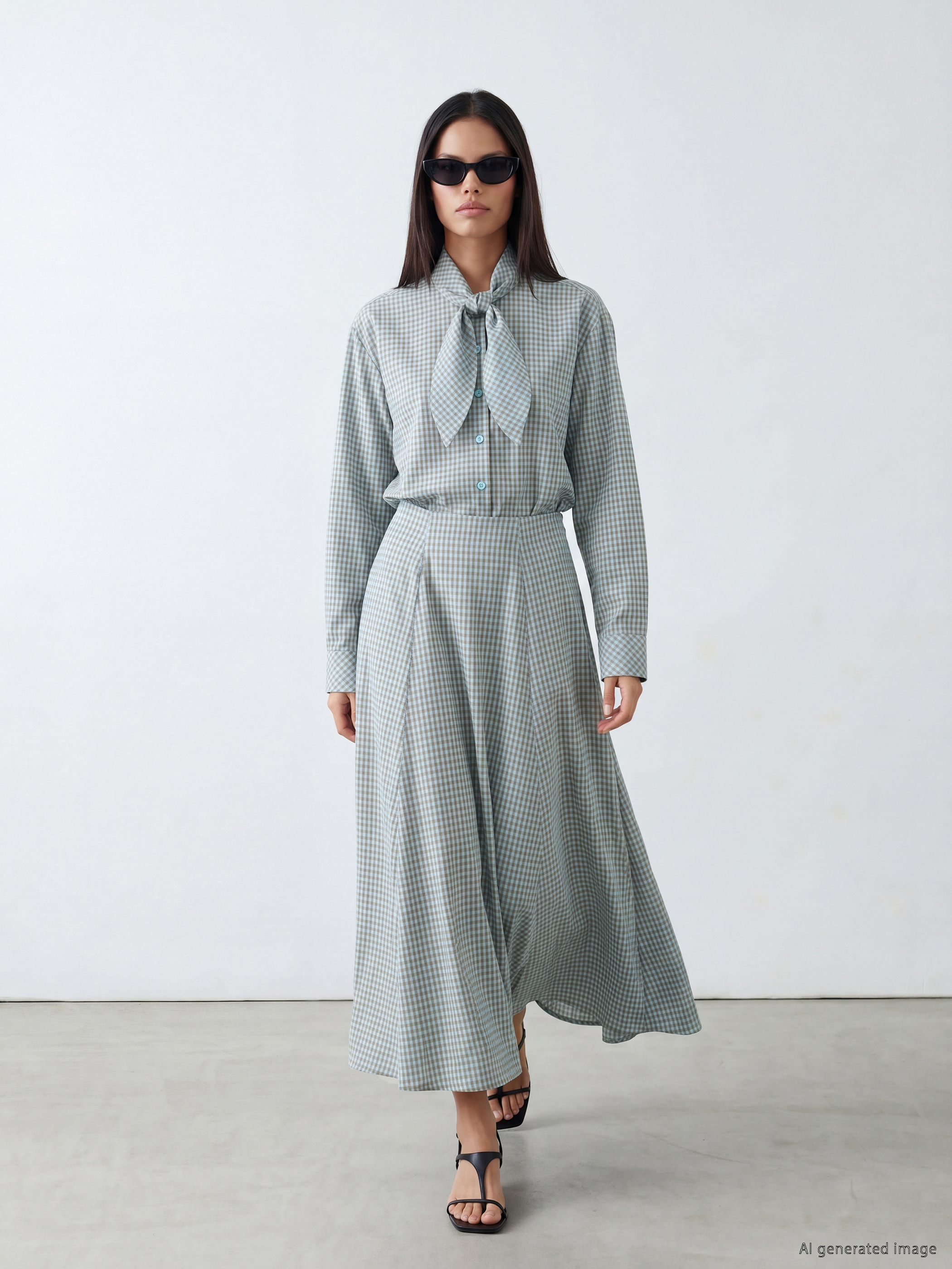 LCW Modest Ekose Pileli Etek