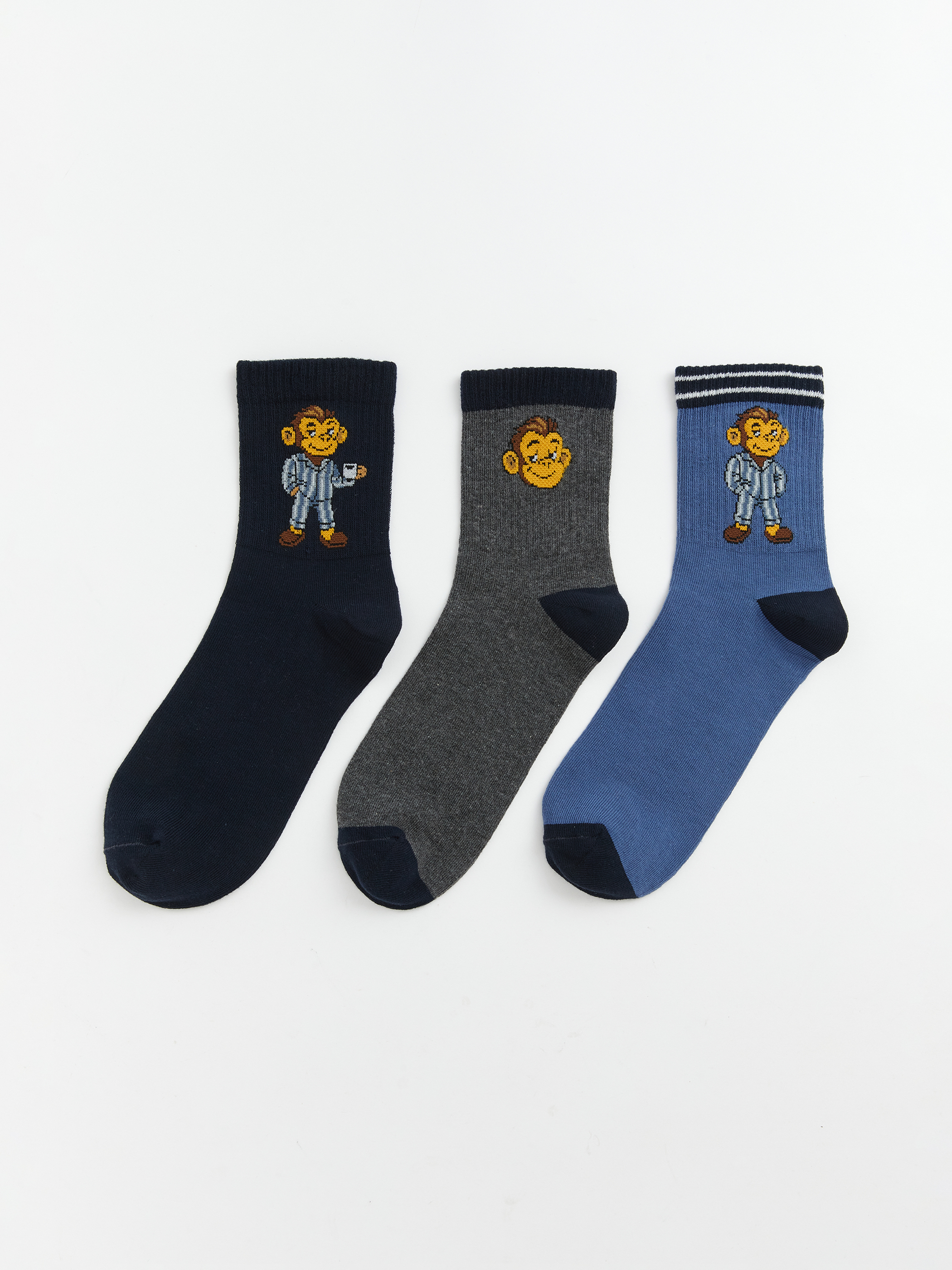 LCW ACCESSORIES Nakışlı Erkek Soket Çorap 3'lü görsel 2