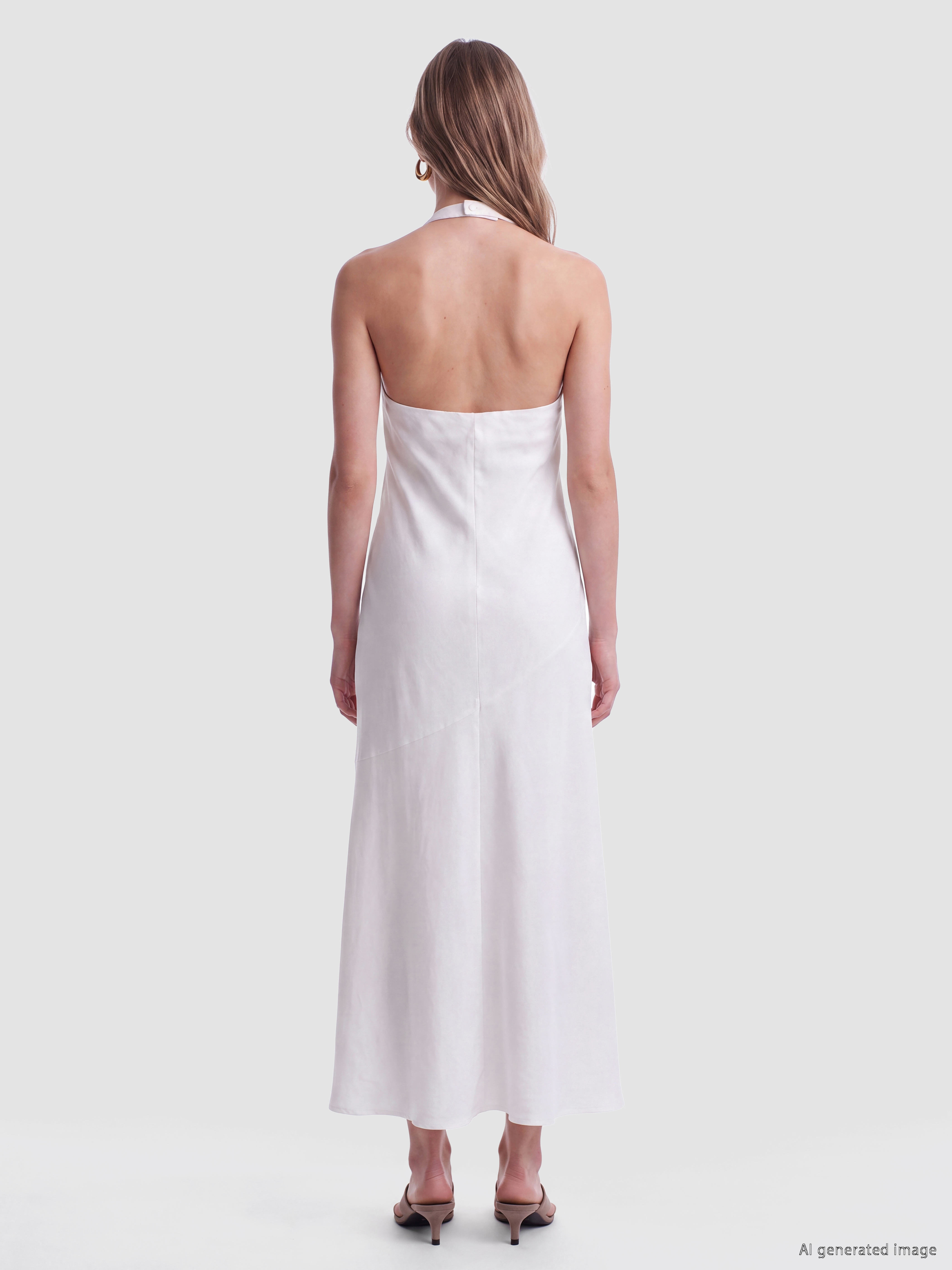 LCW Vision Halter Yaka A Kesim Jean Elbise görsel 5