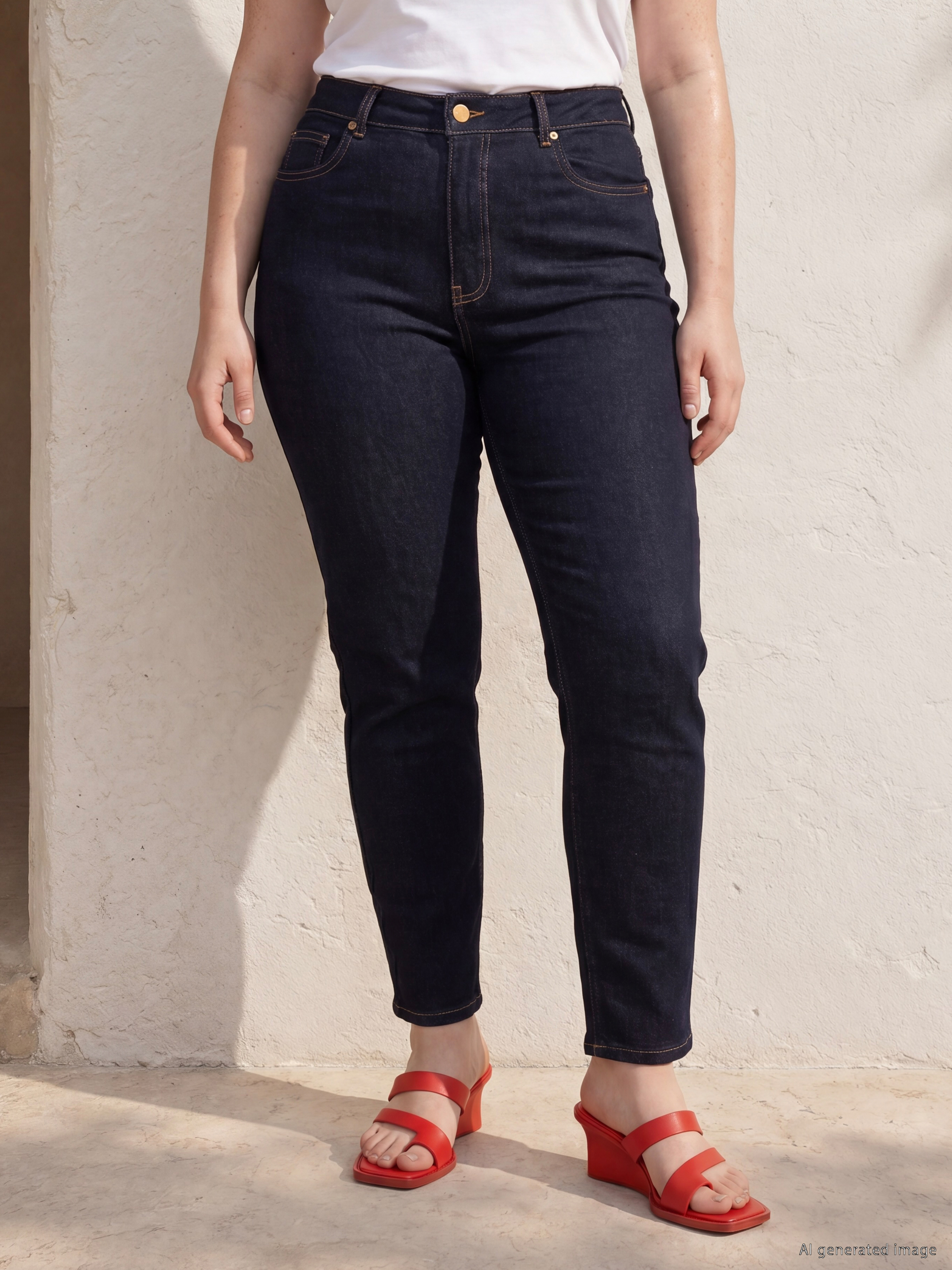 LCW Curve Büyük Beden Slim Mom Kadın Jean Pantolon görsel 2