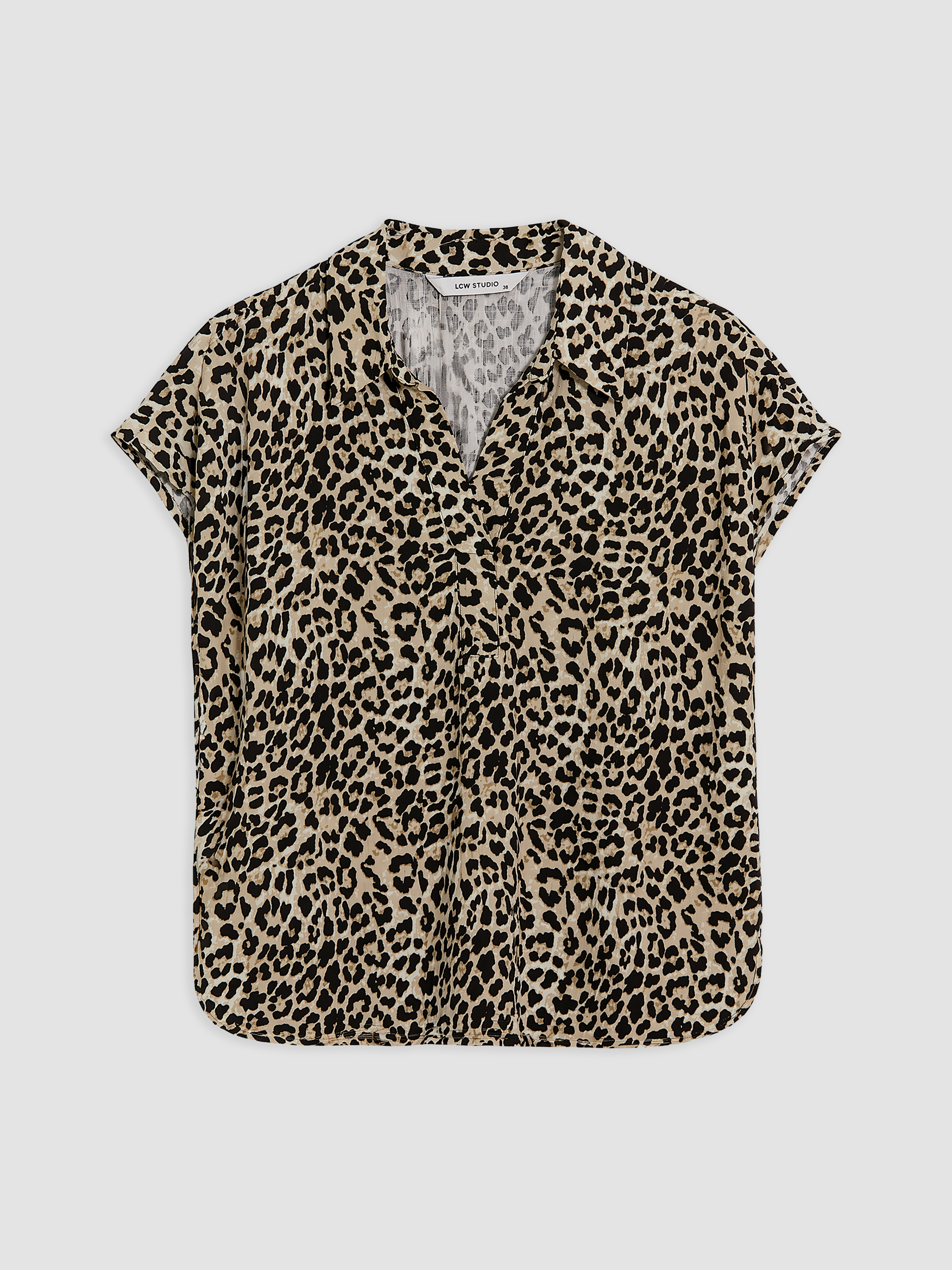 LCW STUDIO Gömlek Yaka Leopar Desenli Bluz görsel 5