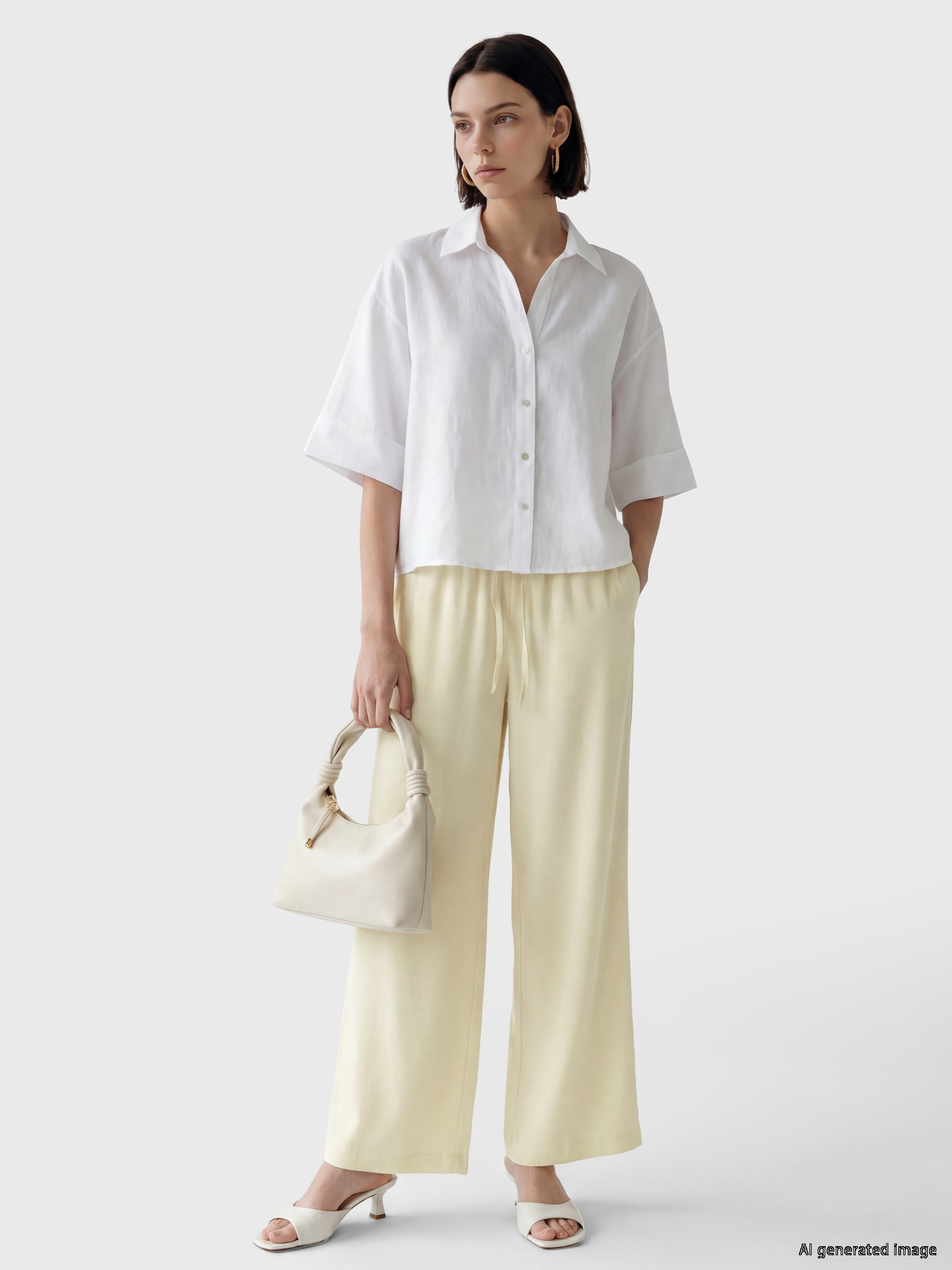 LCW Modest Beli Lastikli Geniş Paça Kadın Pantolon