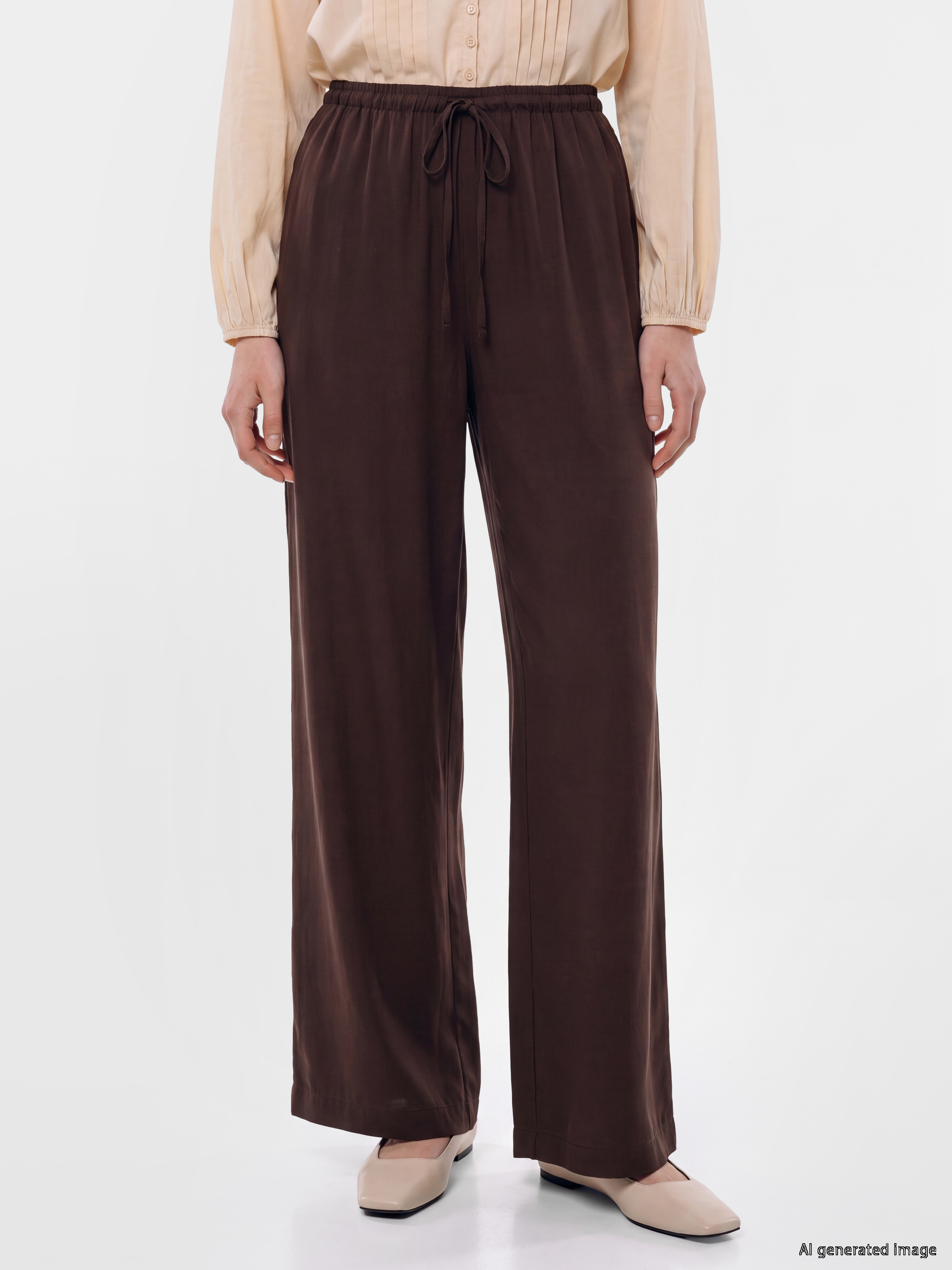 LCW Modest Beli Lastikli Geniş Paça Kadın Pantolon görsel 2