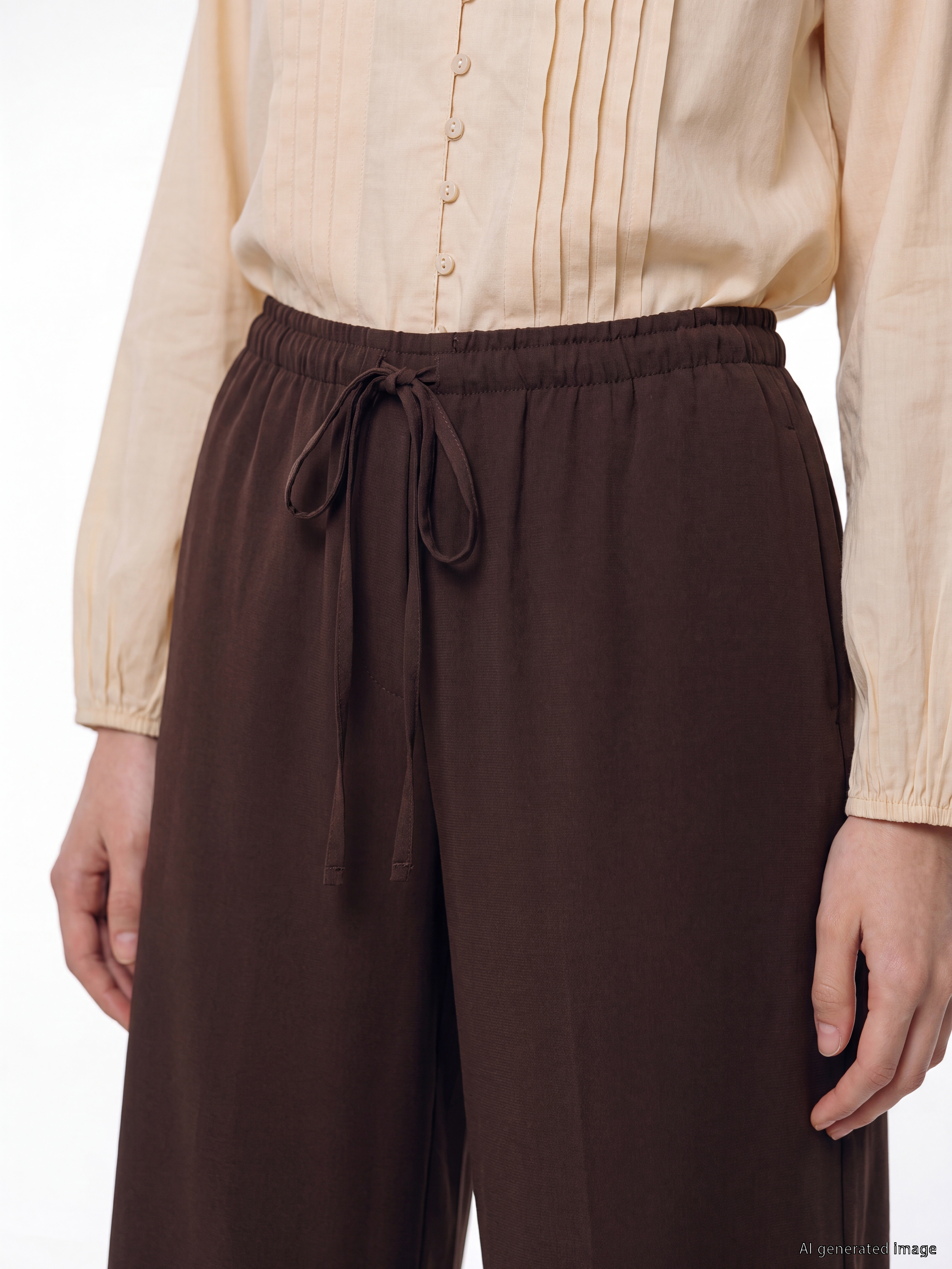 LCW Modest Beli Lastikli Geniş Paça Kadın Pantolon görsel 3