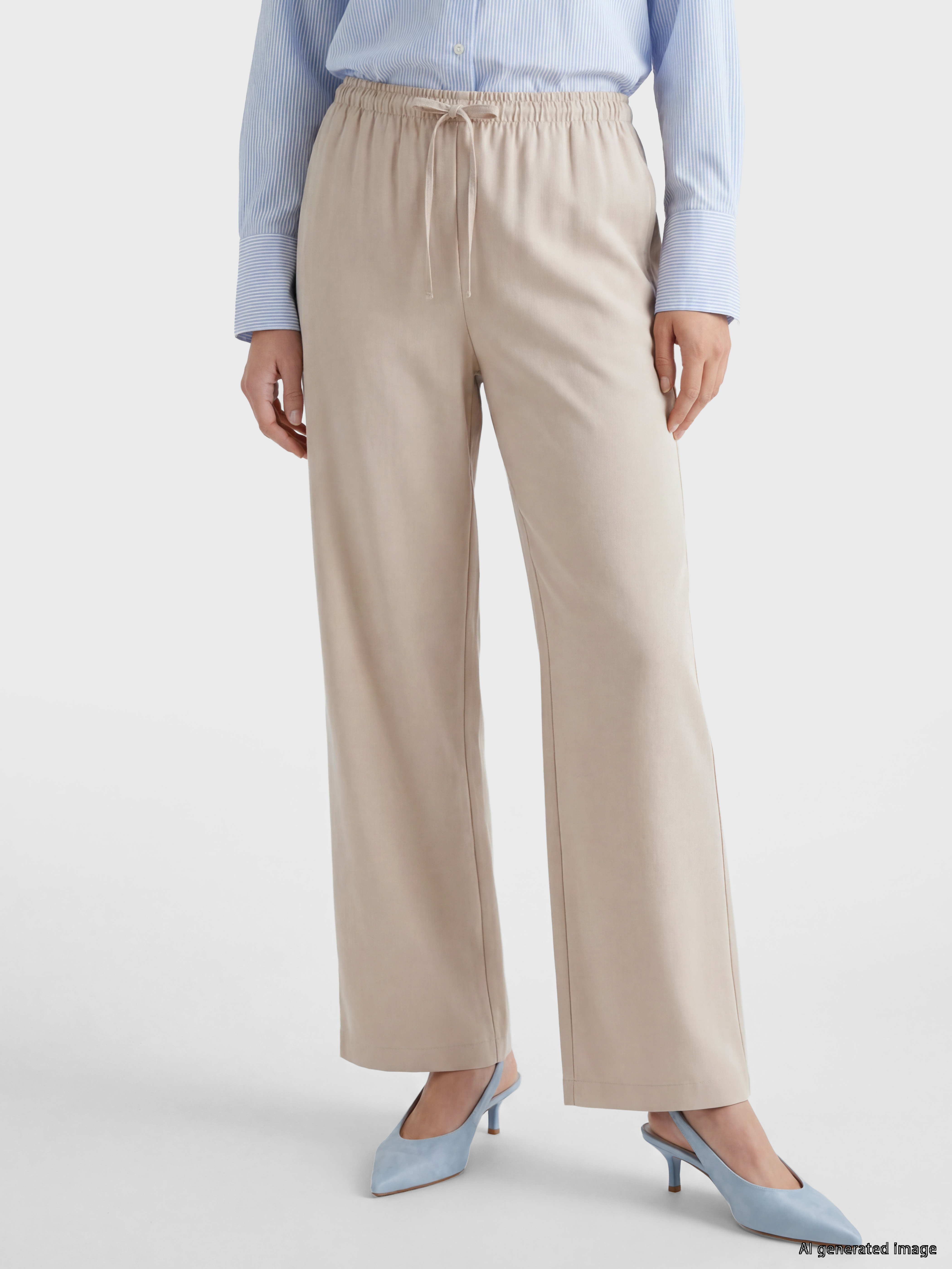 LCW Modest Beli Lastikli Geniş Paça Kadın Pantolon görsel 2