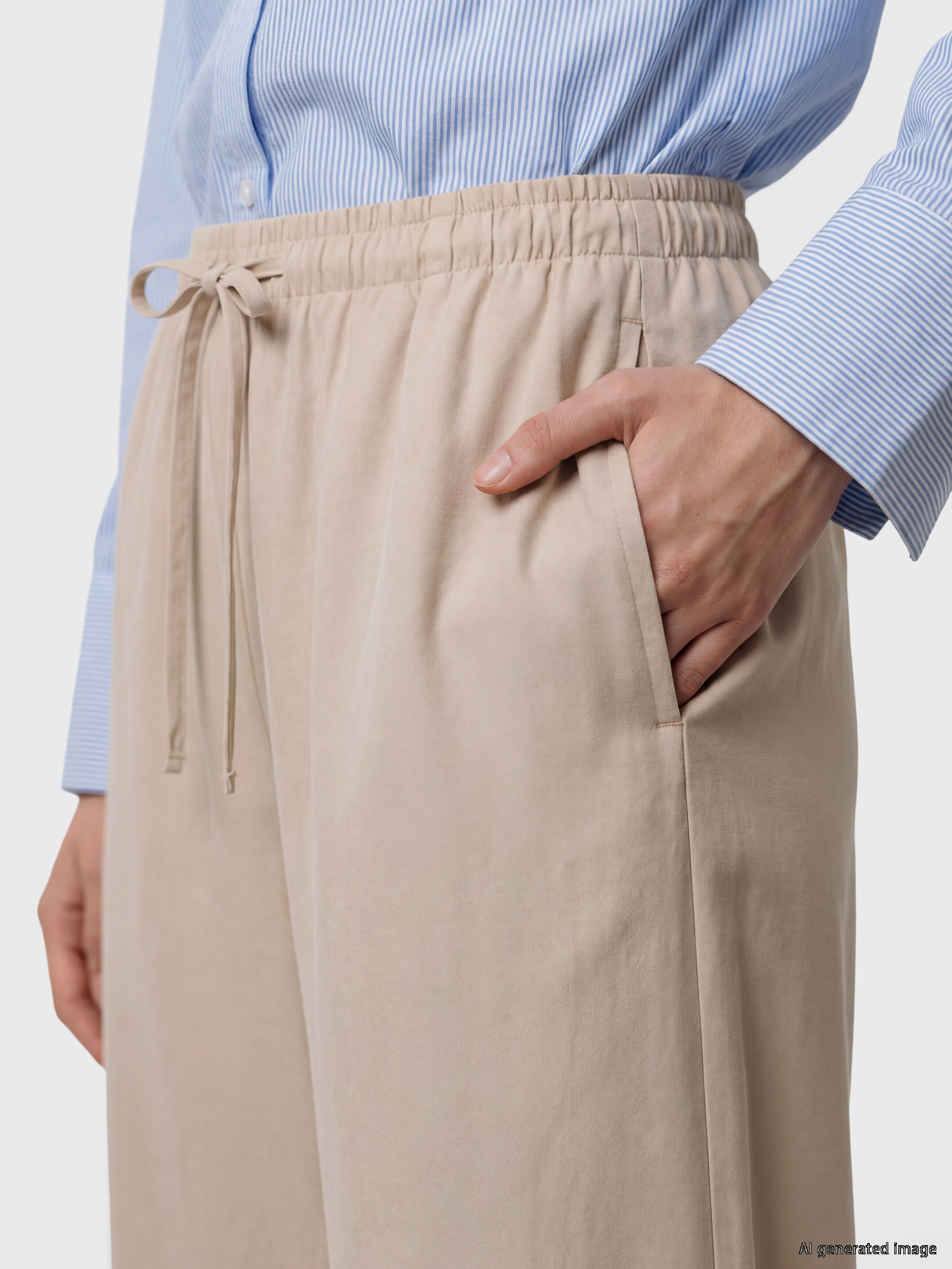 LCW Modest Beli Lastikli Geniş Paça Kadın Pantolon görsel 3