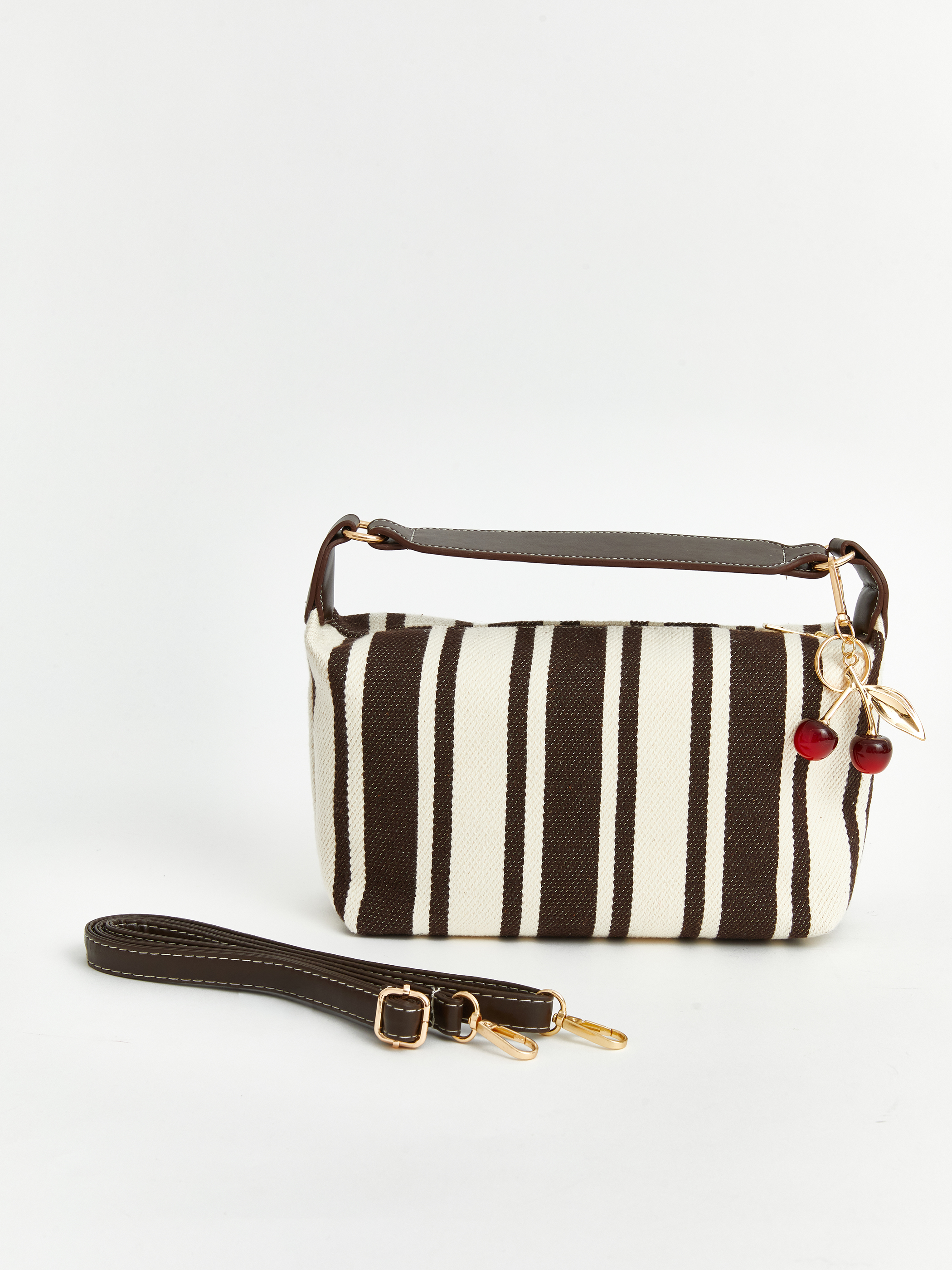LCW ACCESSORIES Çizgili Kanvas Kadın Omuz Çantası görsel 3