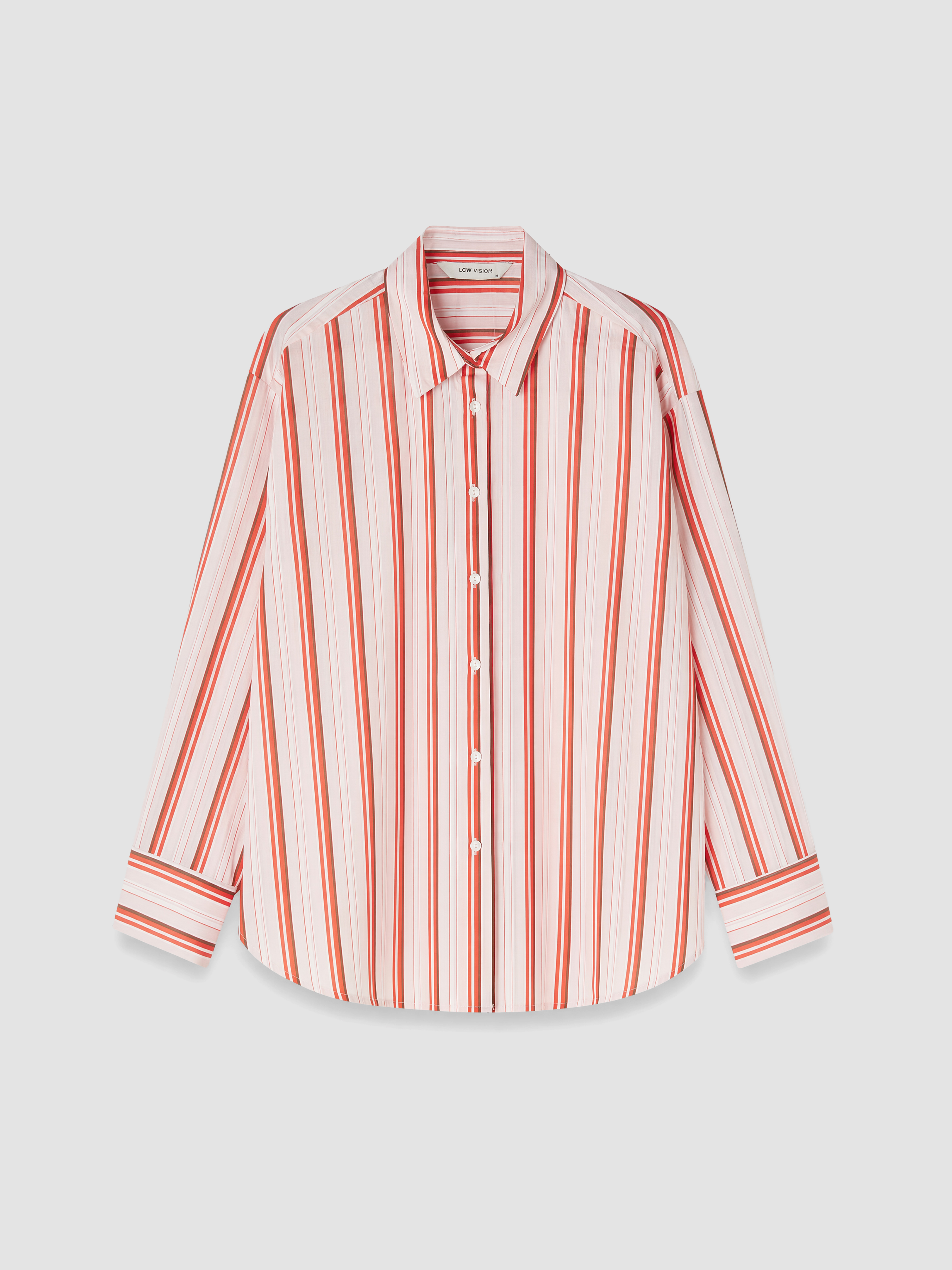 LCW Vision Çizgili Oversize Poplin Kadın Gömlek görsel 5