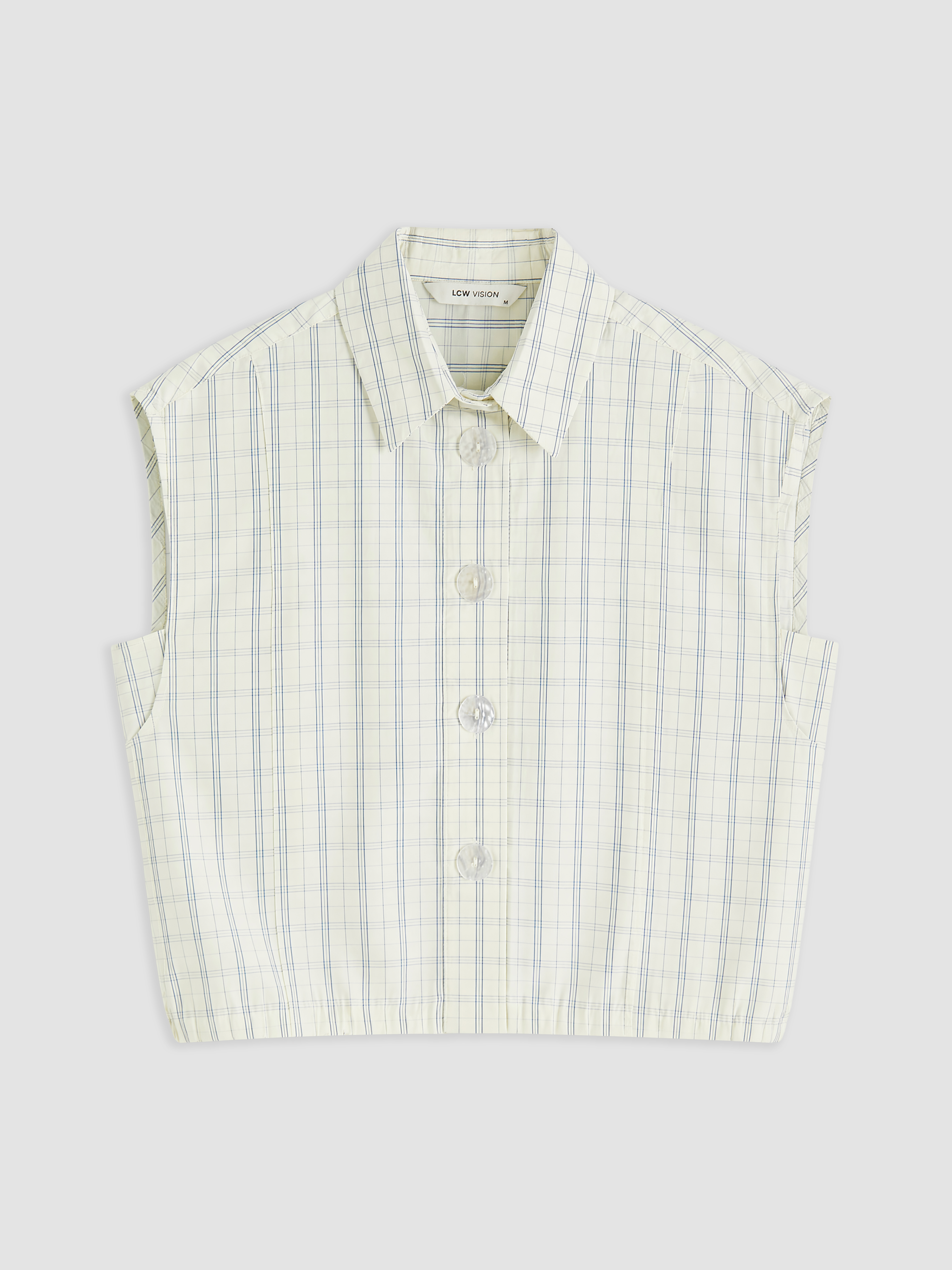 LCW Vision Ekose Oversize %100 Pamuklu Bluz görsel 5
