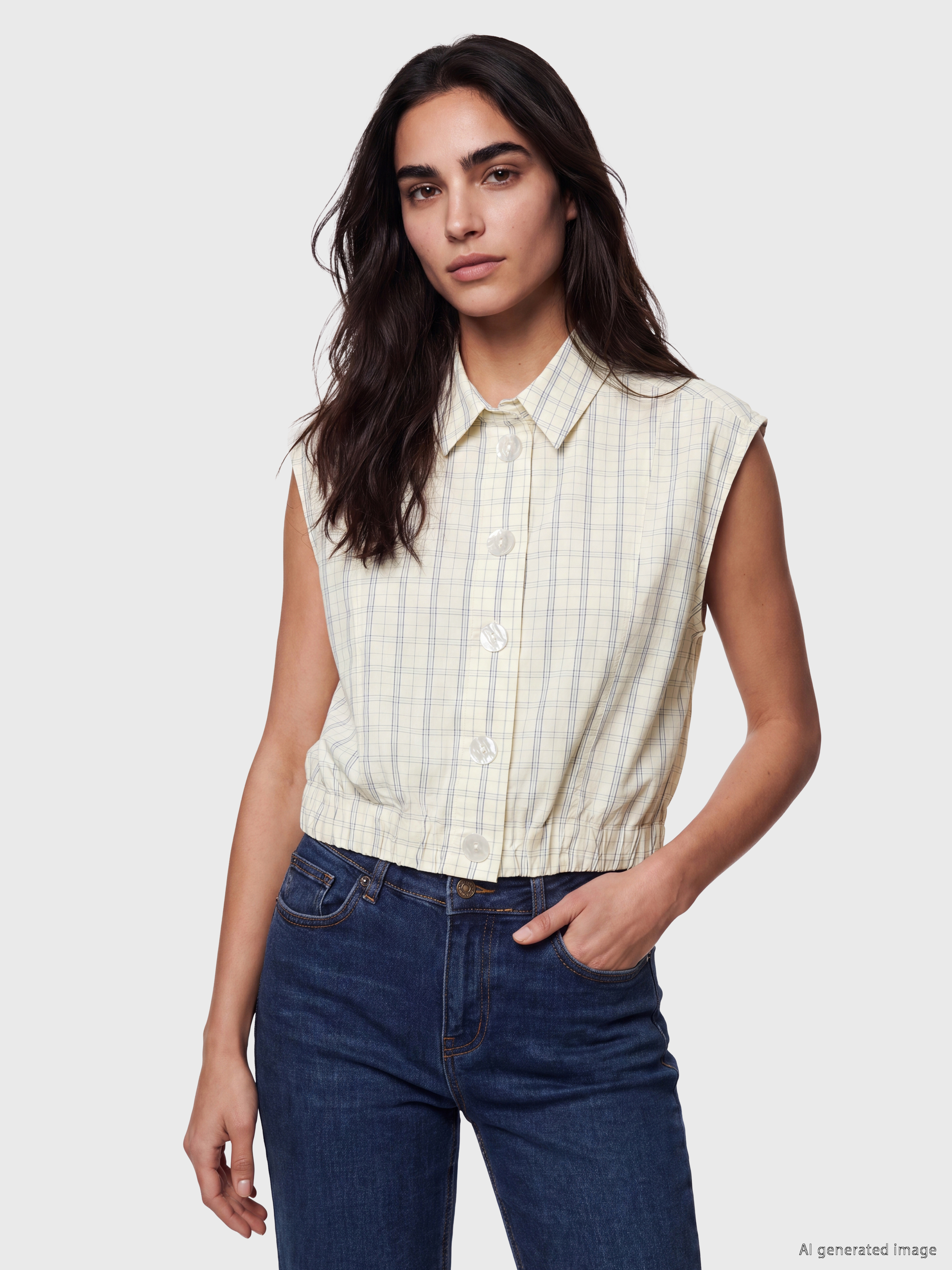 LCW Vision Ekose Oversize %100 Pamuklu Bluz