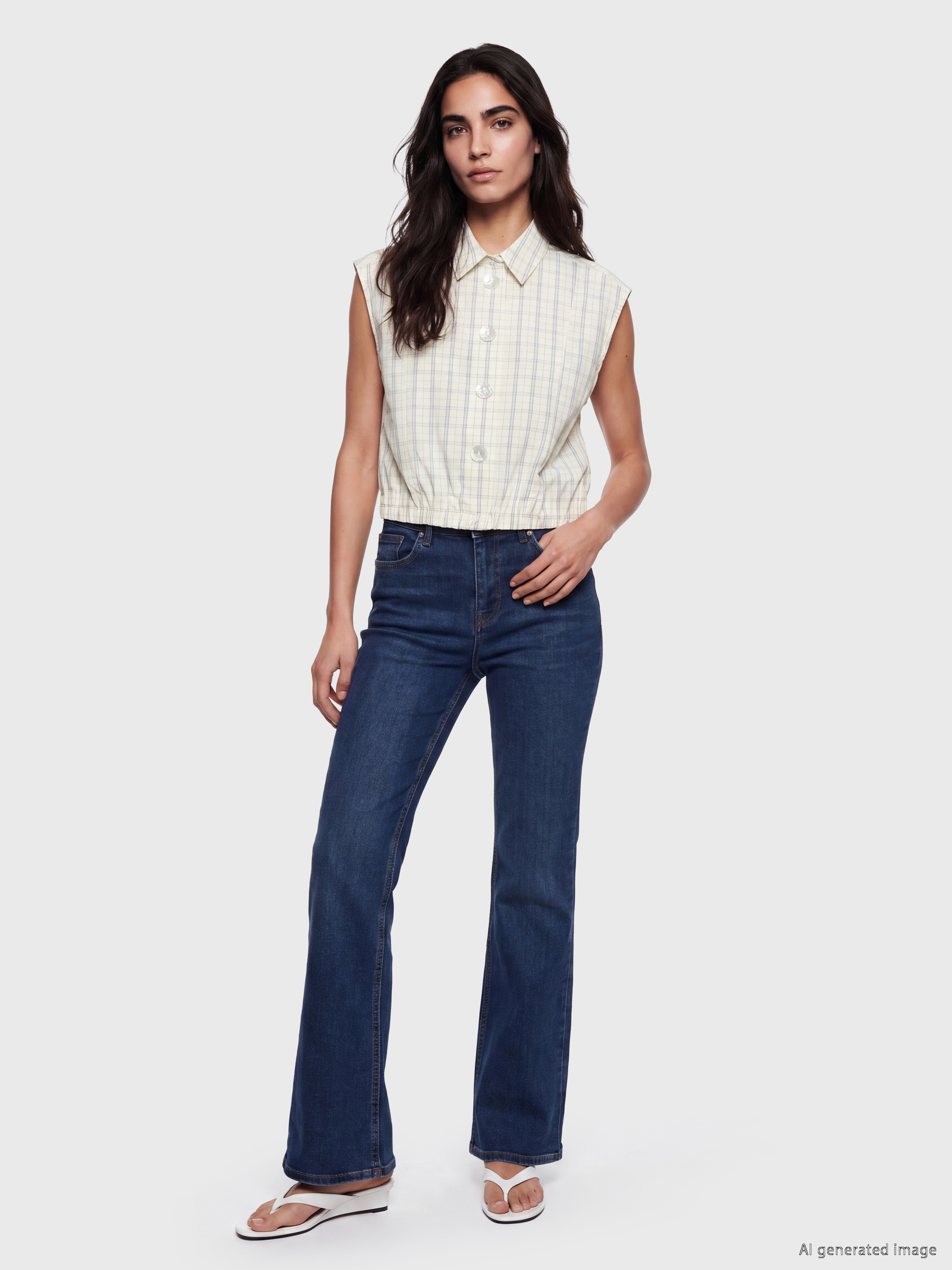LCW Vision Ekose Oversize %100 Pamuklu Bluz görsel 2