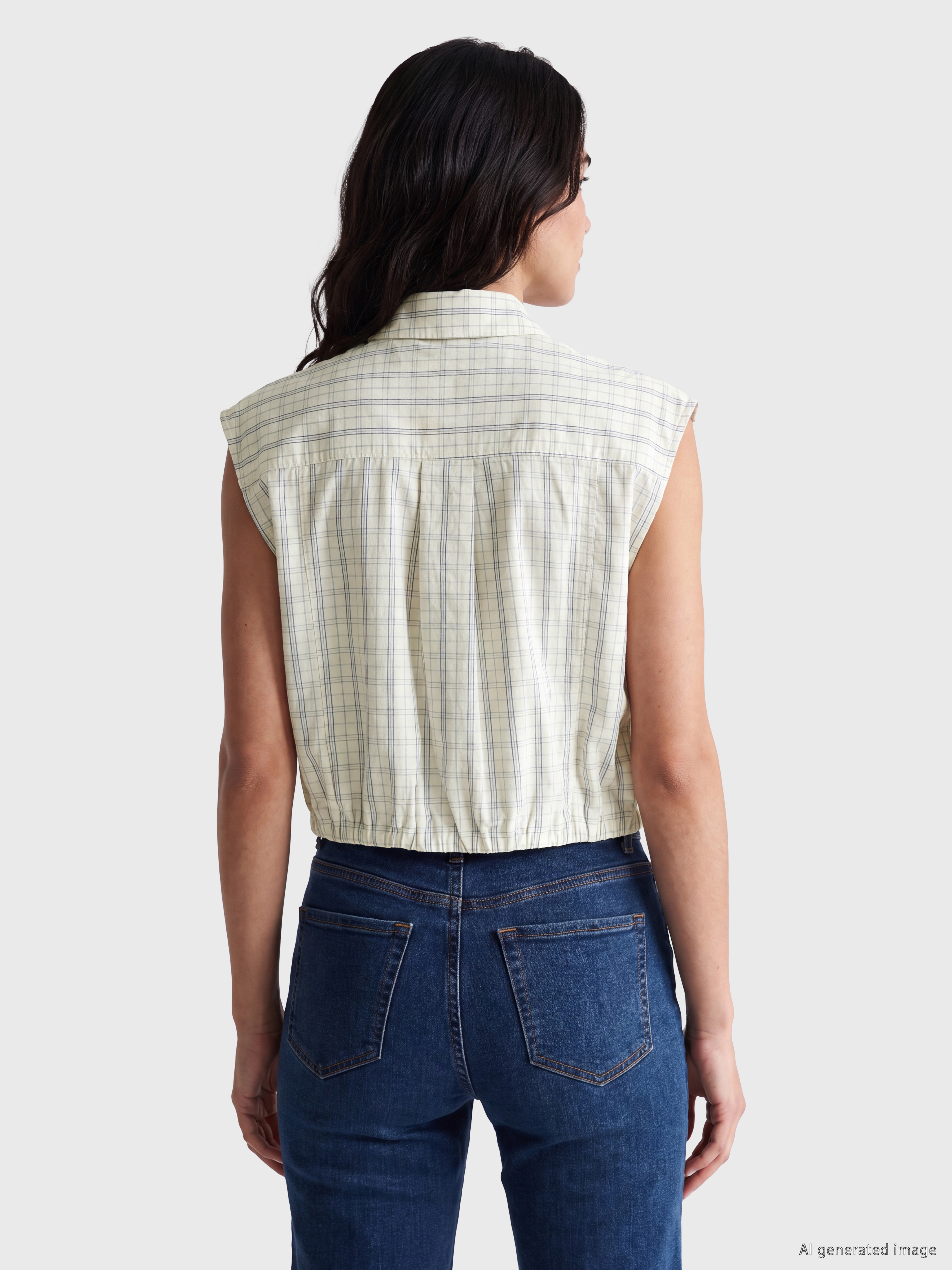 LCW Vision Ekose Oversize %100 Pamuklu Bluz görsel 4